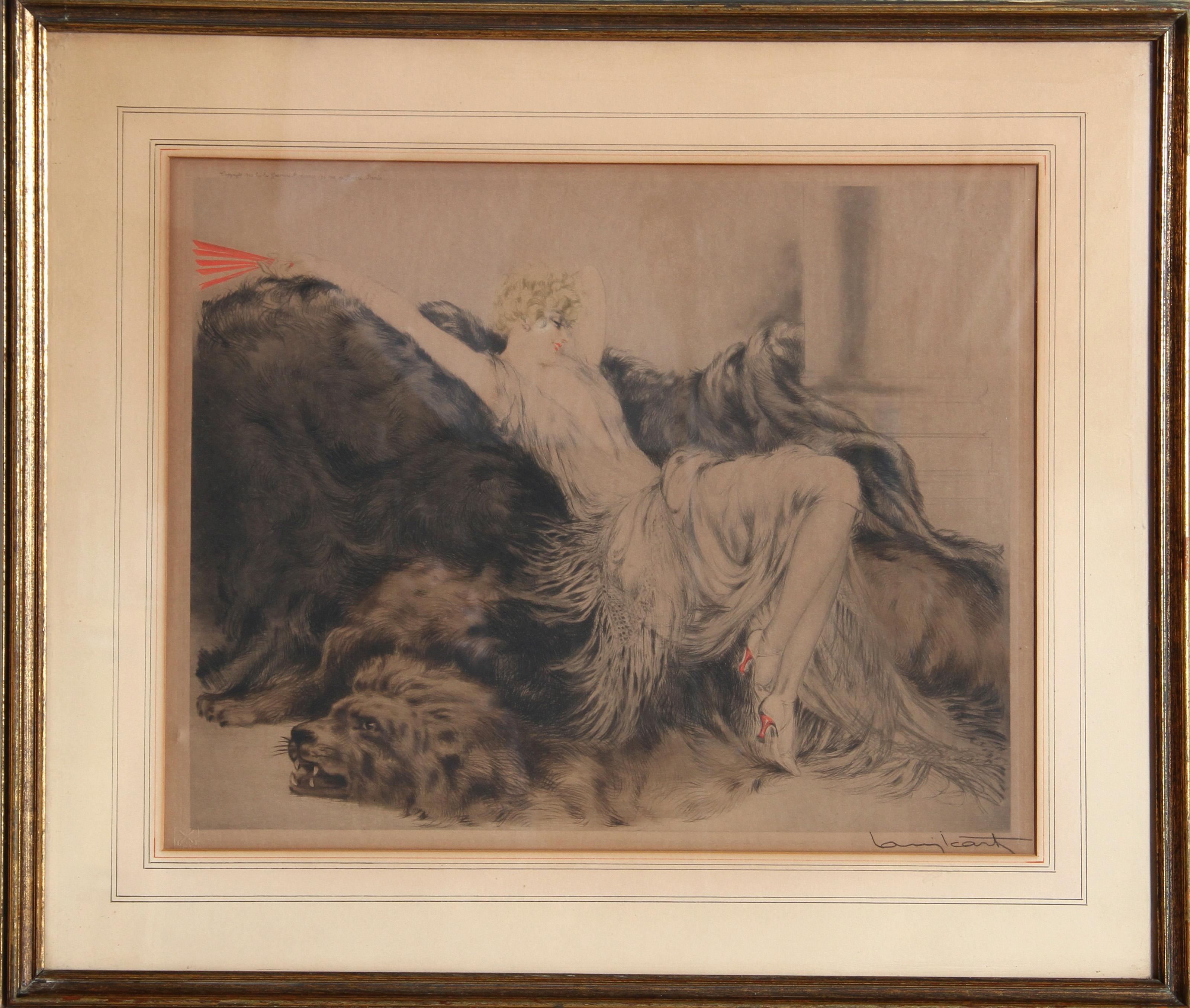Paresse, Art Nouveau Etching by Louis Icart