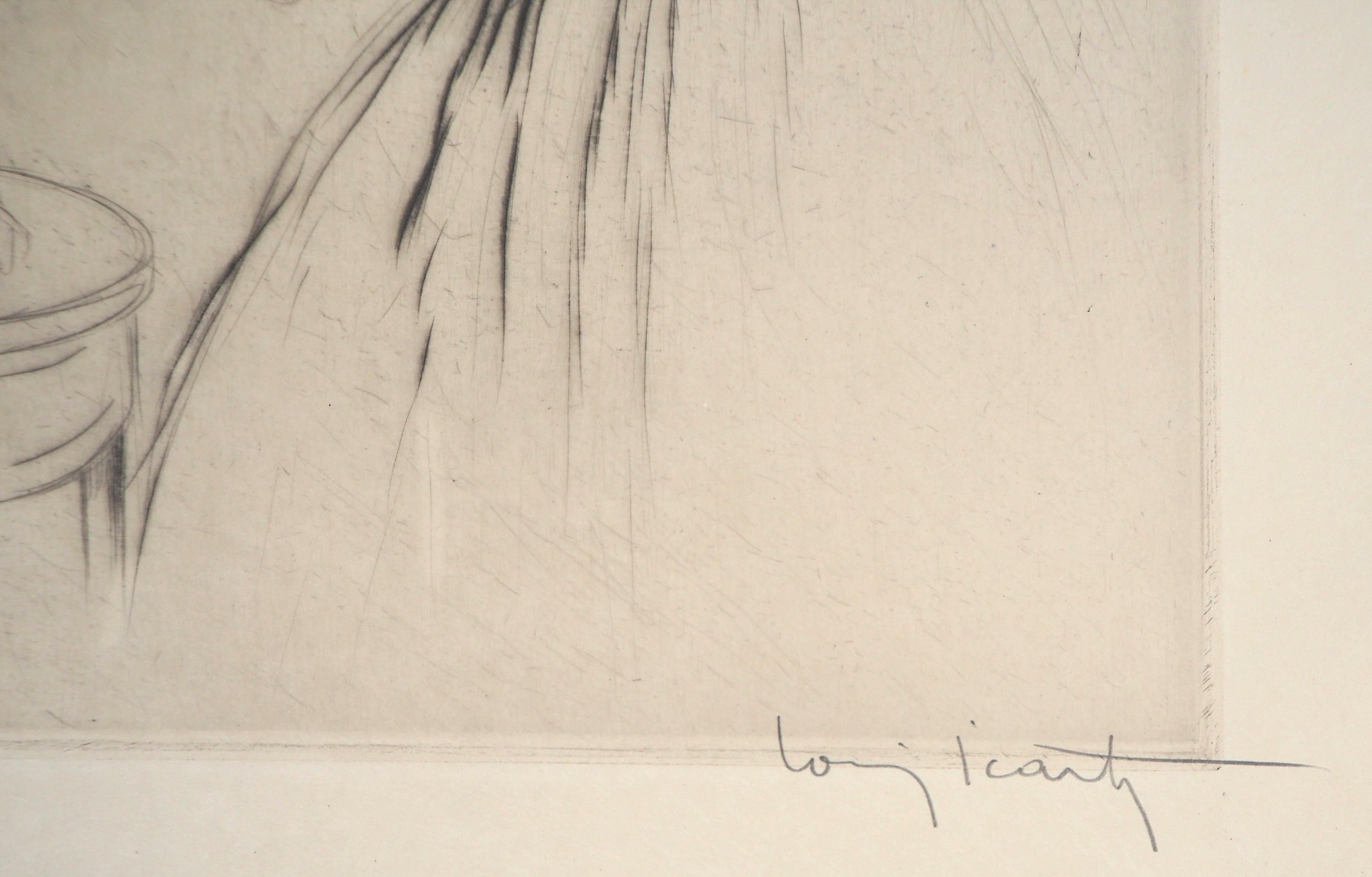 Patriotic Woman, c. 1917 - Original Handsigned Etching with Marginal Watercolor - Print by Louis Icart