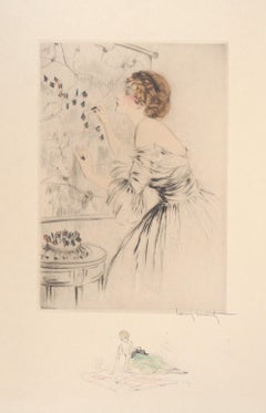 Patriotic Woman, c. 1917 - Original Handsigned Etching with Marginal Watercolor