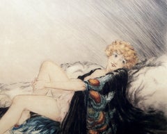 Silk Robe, Art Nouveau Offset Lithograph by Louis Icart