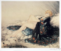 Silk Robe, Art Nouveau Offset Lithograph by Louis Icart