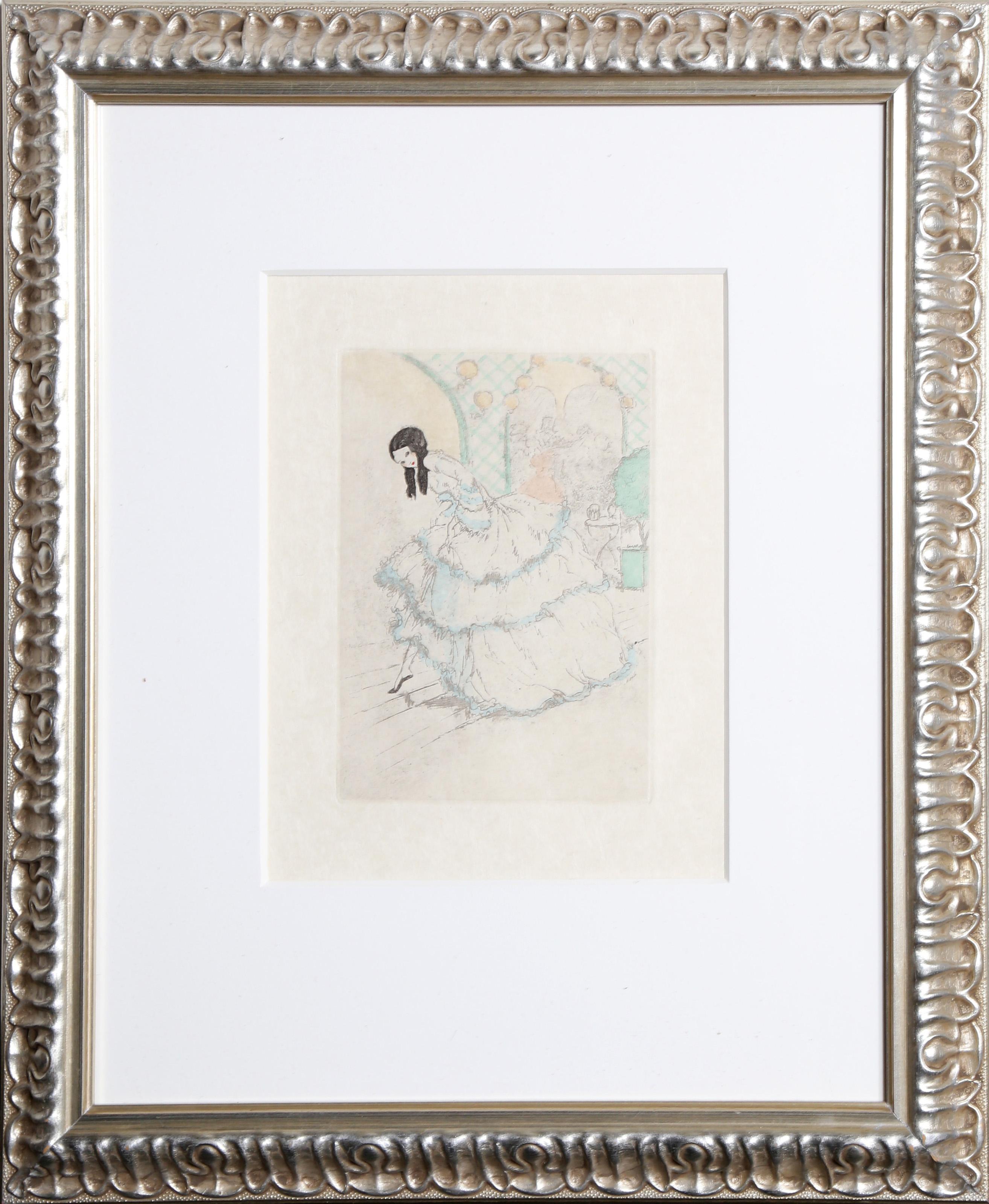 Stepping Up from La Dame aux Camelias, Art Nouveau Etching after Louis Icart