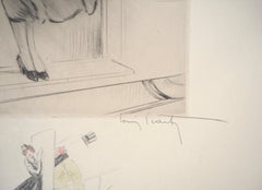 Train Attendant, c. 1917 - Original Handsigned Etching and Drawing