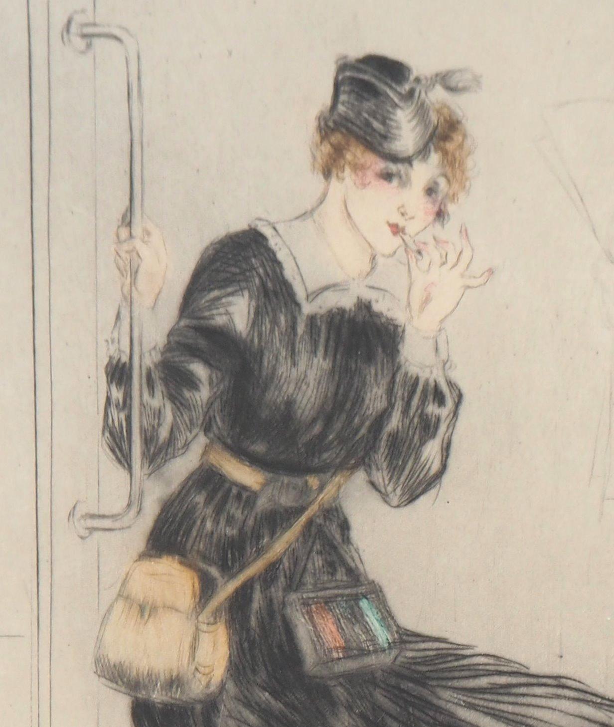 Louis Icart
Train Attendant, c. 1917

Original dry point etching
Watercolor and pencil drawing in the lower margin
Handsigned in pencil
On Japanese paper, 47,5 x 32,5 cm (c. 18,7 x 12,7 inch)
Edition limited to 50 copies (unnumbered