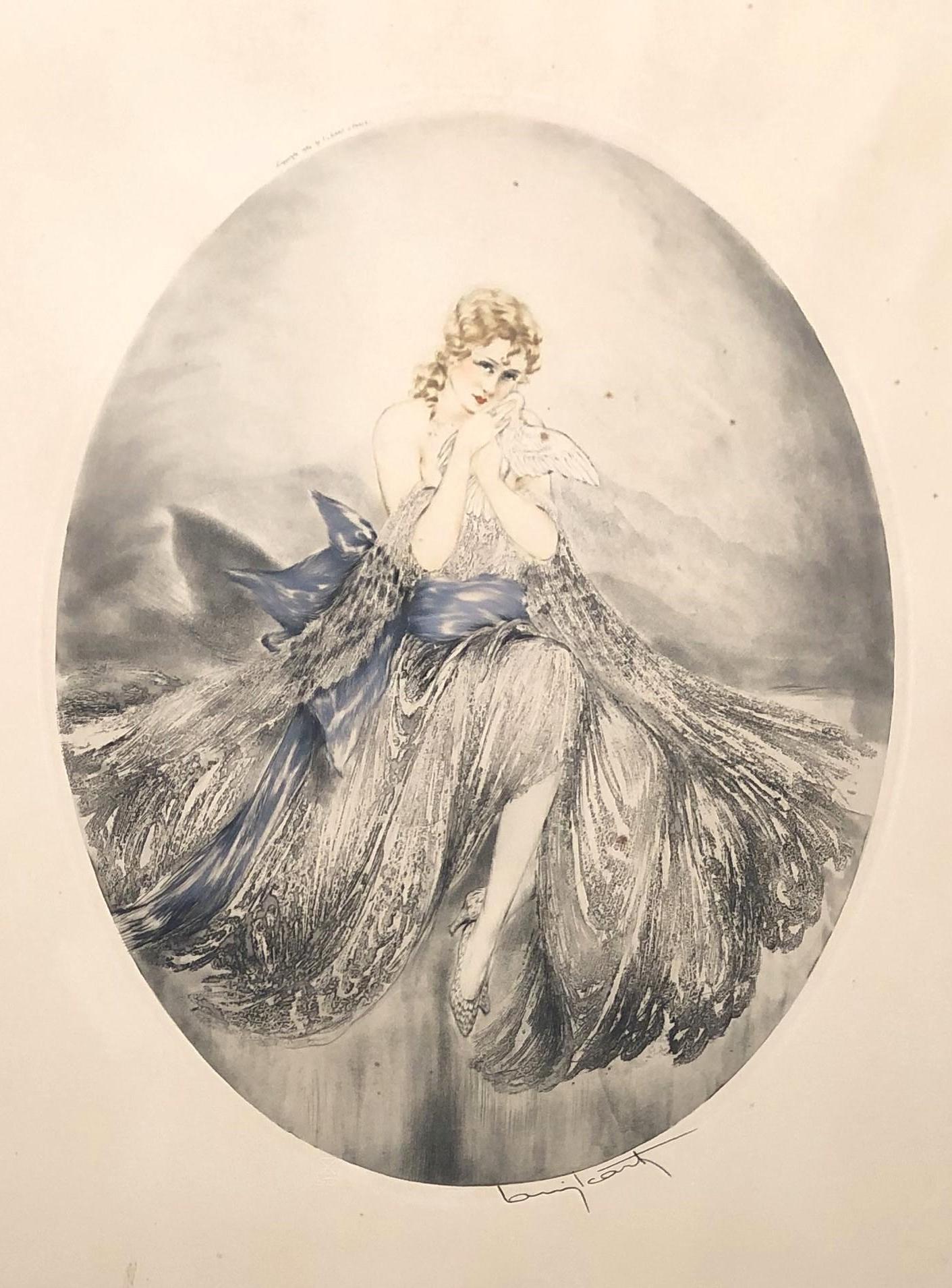 louis-icart-woman-and-dove-original-etching-handsigned-at-1stdibs