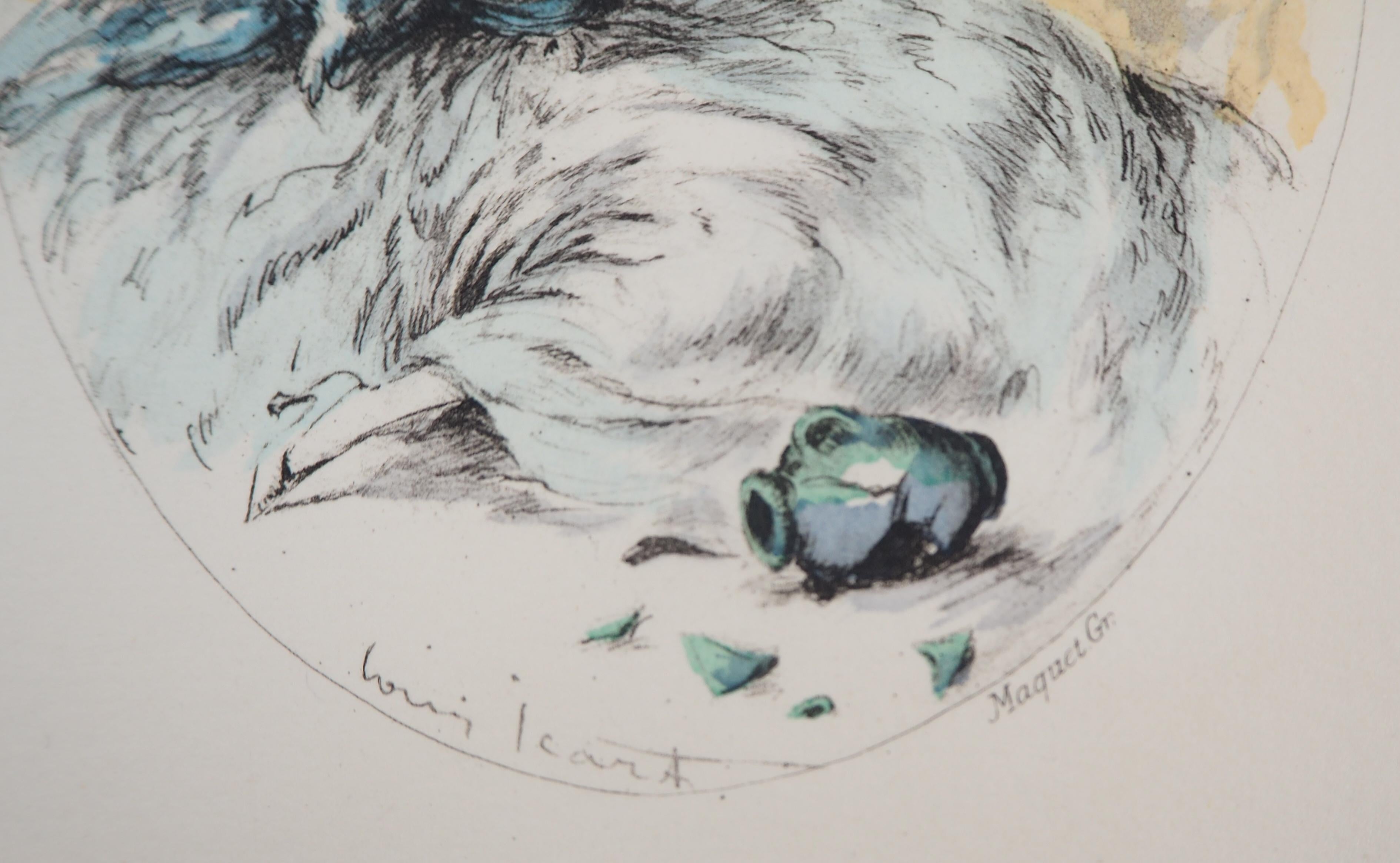 Woman and the Broken Pot - Original etching - Print by Louis Icart