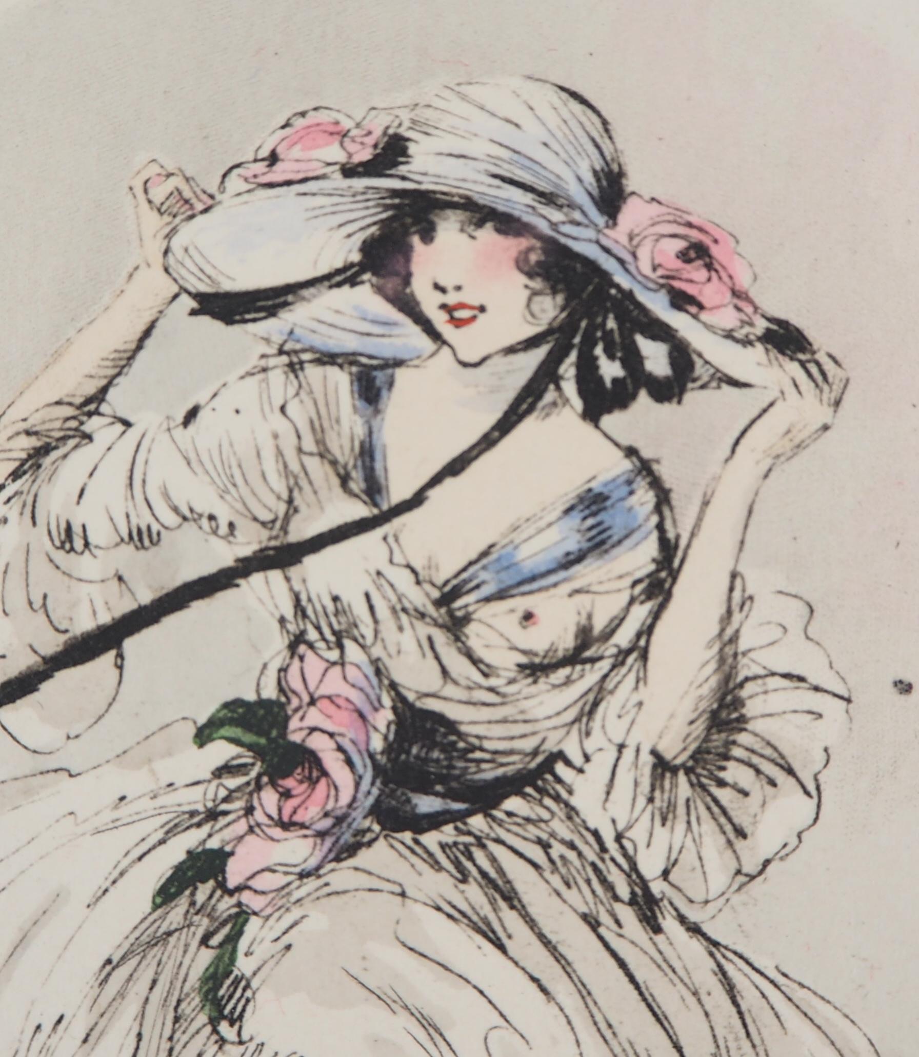 Louis Icart
Woman with Tall Hat

Original etching and stencil
Printed signature in the plate
On vellum 19 x 29 cm (c. 8 x 12 in)

Excellent condition