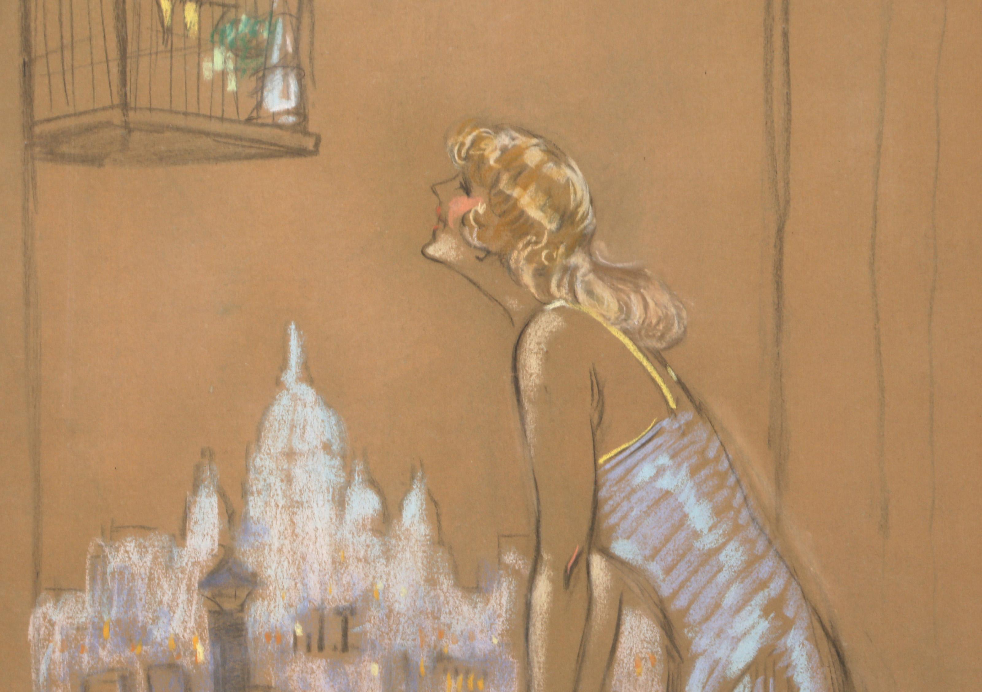 Uccello giallo, stampa giclée Art Nouveau di Louis Icart in vendita 4