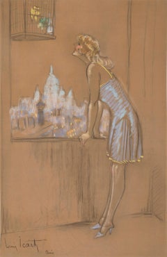 Uccello giallo, stampa giclée Art Nouveau di Louis Icart