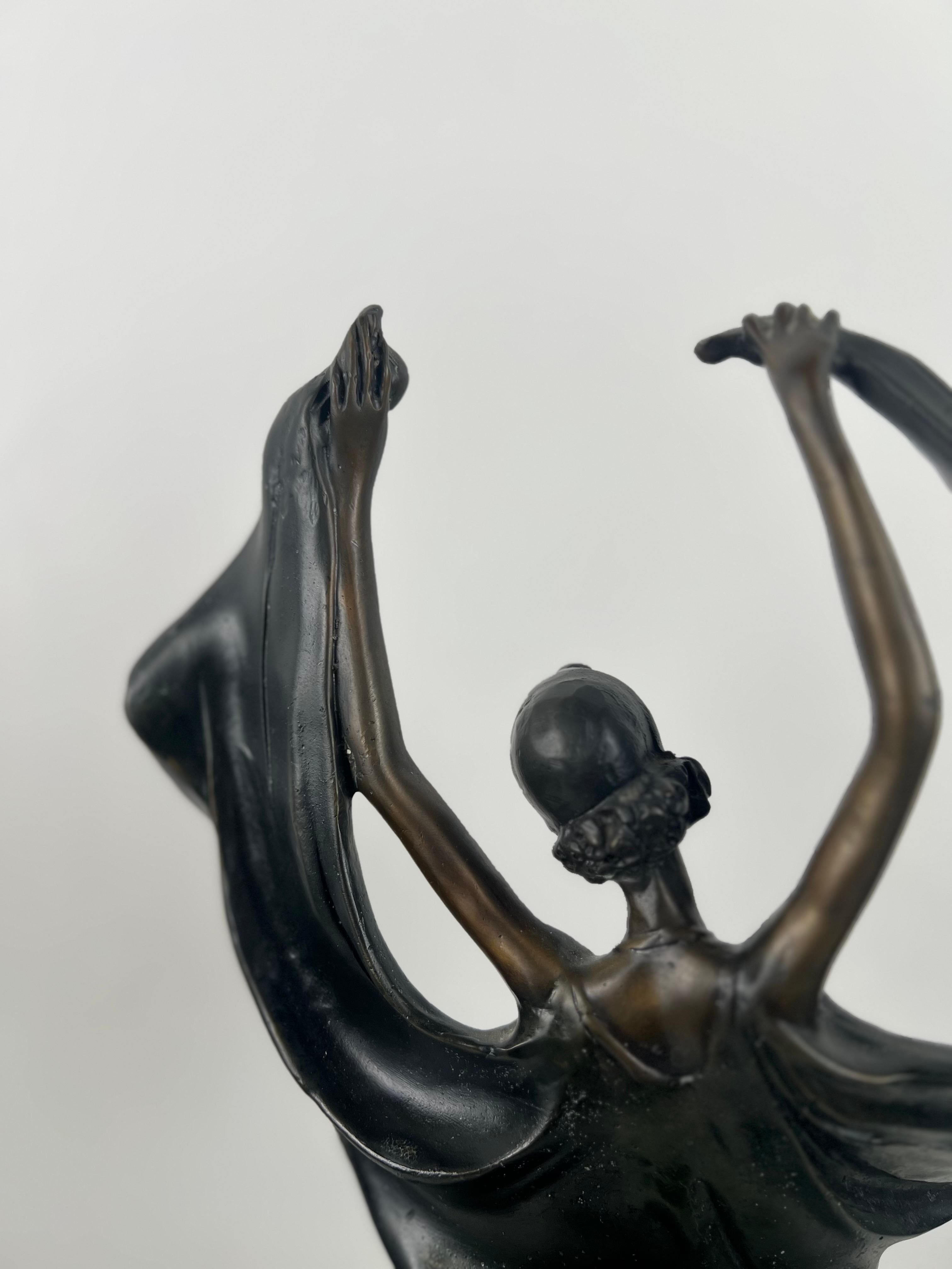 Louis Icart Art Deco Style Fascination Recast Bronze Dancing Woman Statue For Sale 12