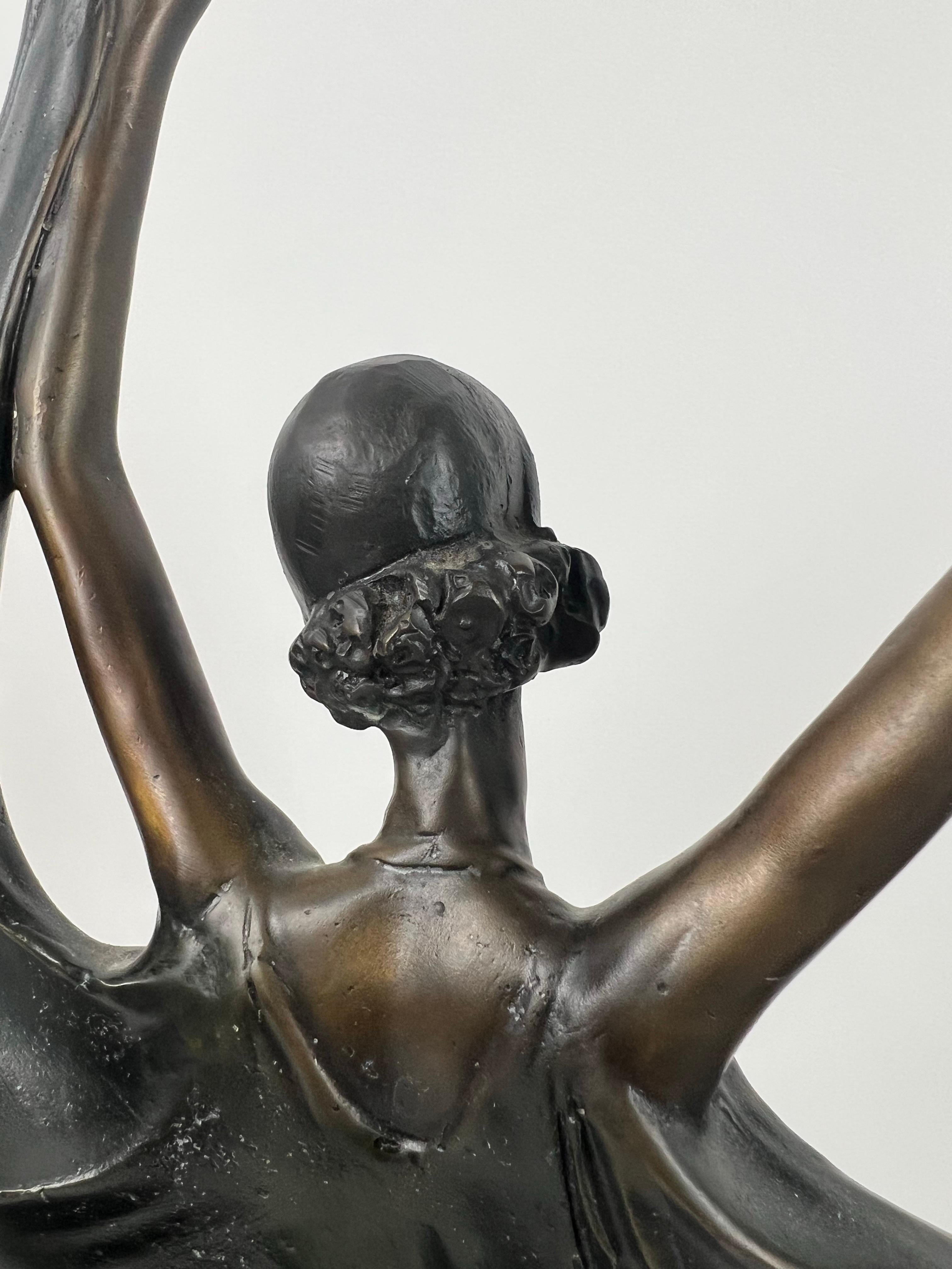 Louis Icart Art Deco Style Fascination Recast Bronze Dancing Woman Statue For Sale 13