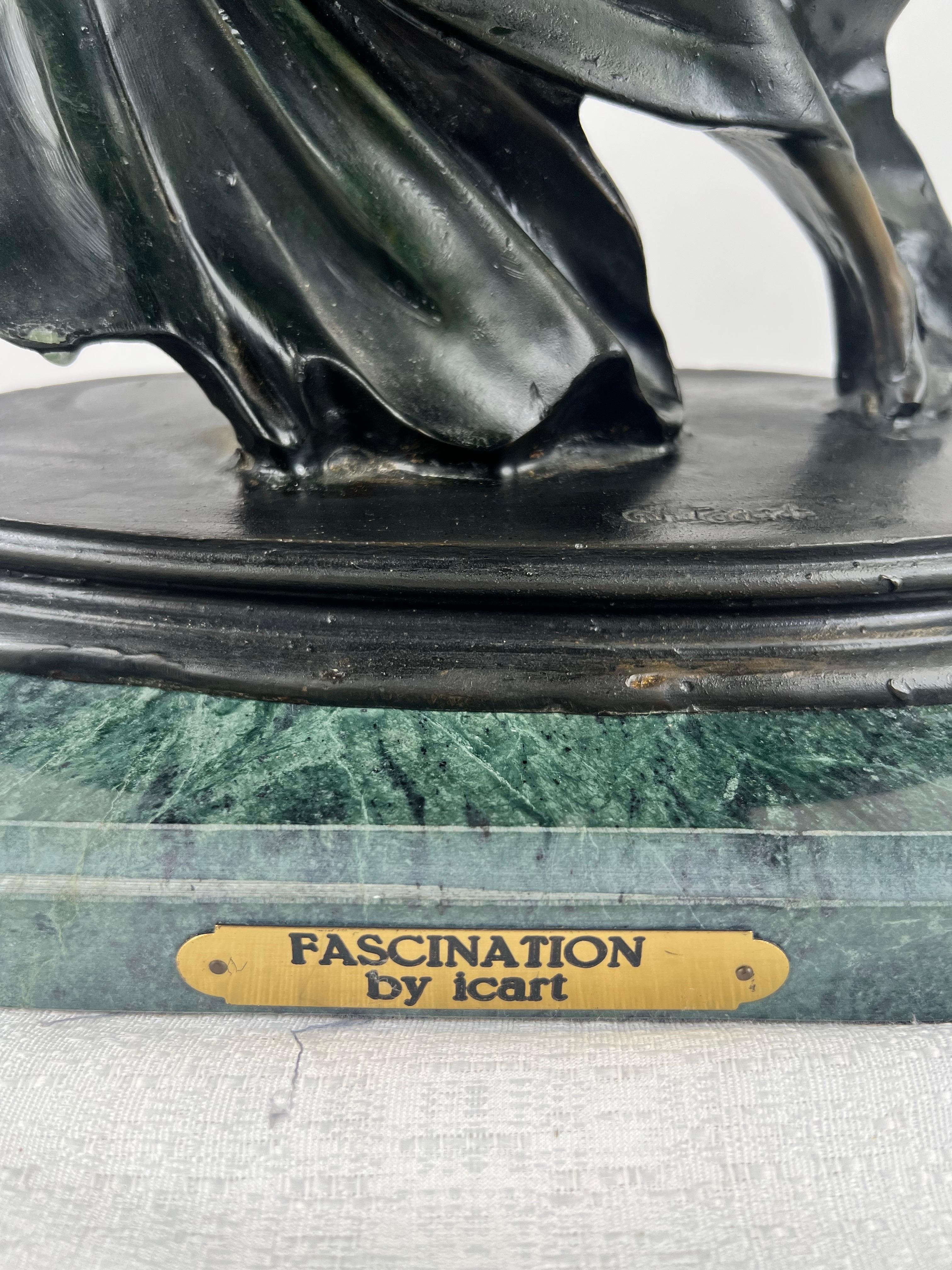 Louis Icart Art Deco Style Fascination Recast Bronze Dancing Woman Statue For Sale 15
