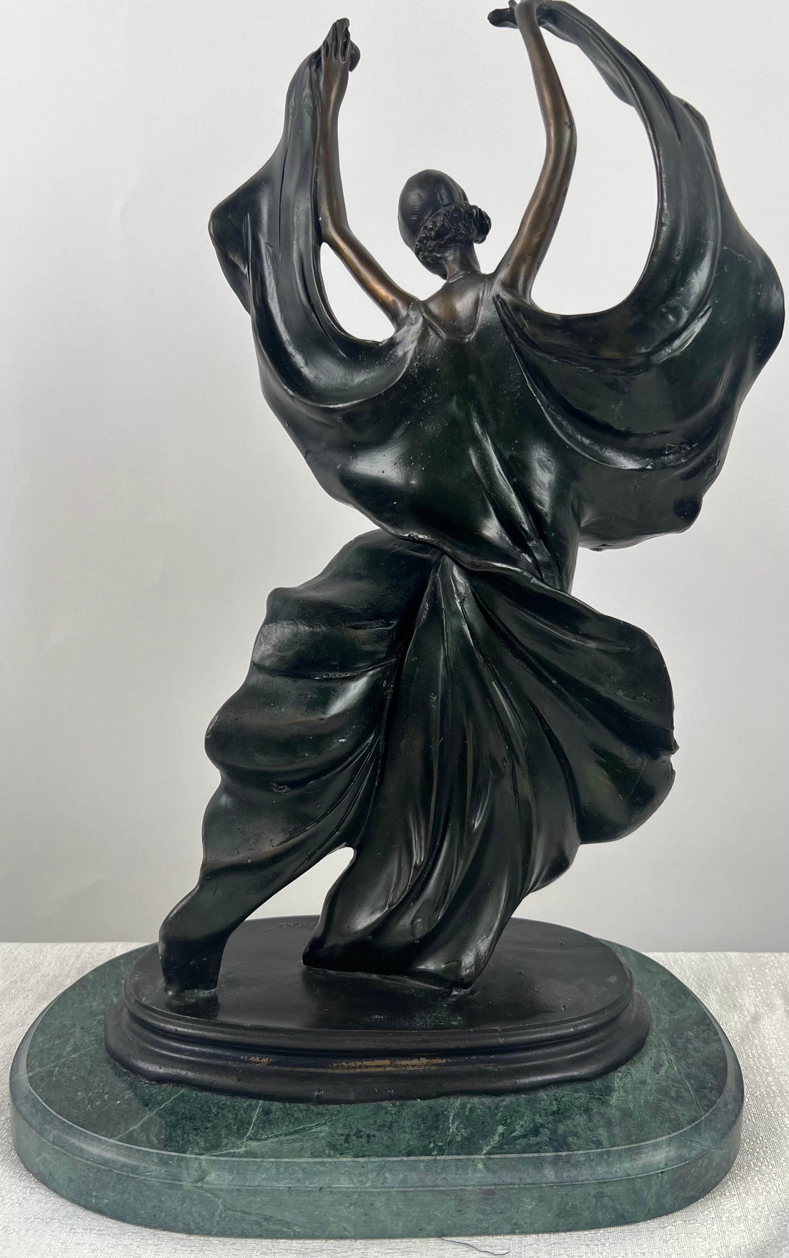 Louis Icart Art Deco Style Fascination Recast Bronze Dancing Woman Statue For Sale 8