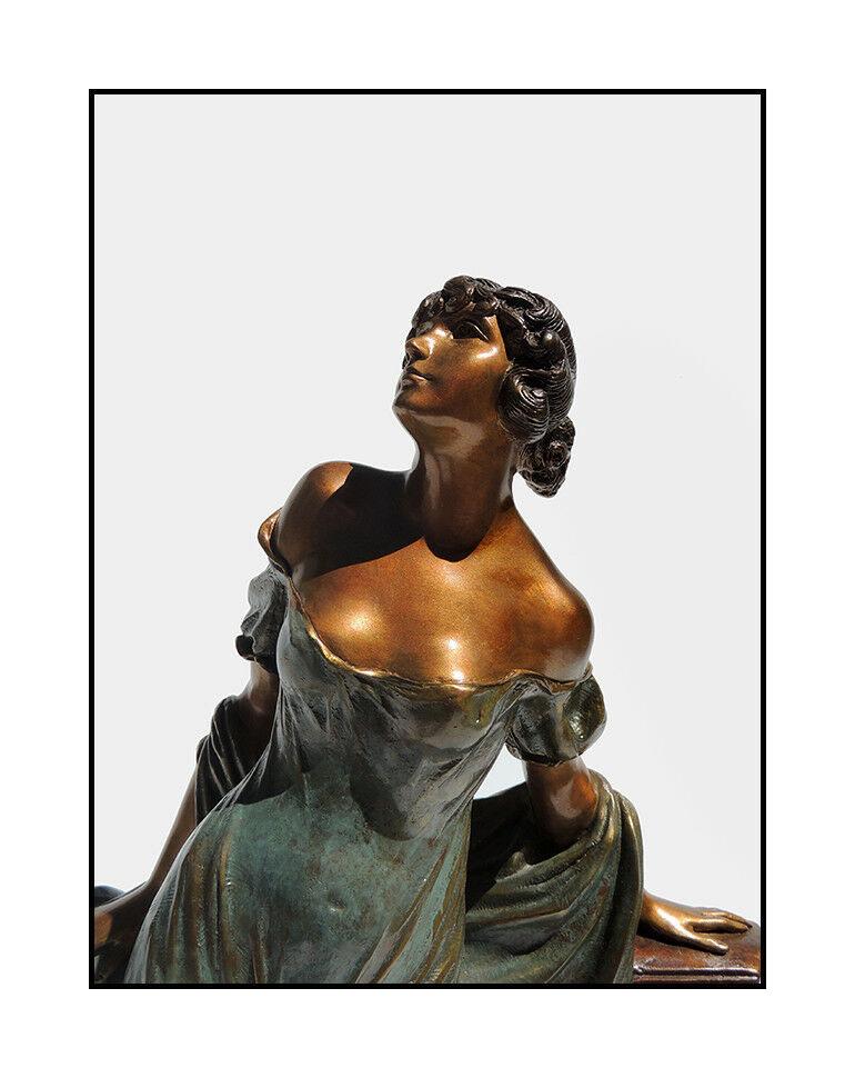 Louis Icart Rare Werther Bronze Sculpture Deco Artwork Rosenbaum Female Etching For Sale 1