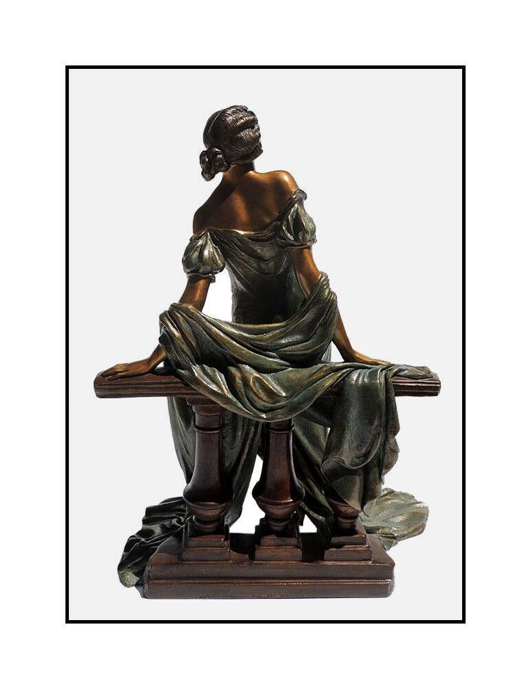 Louis Icart Rare Werther Bronze Sculpture Deco Artwork Rosenbaum Female Etching For Sale 2