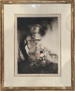 Louis Icart, "Whispered Secrets" Original Etching & Aquatint, Hand-Signed