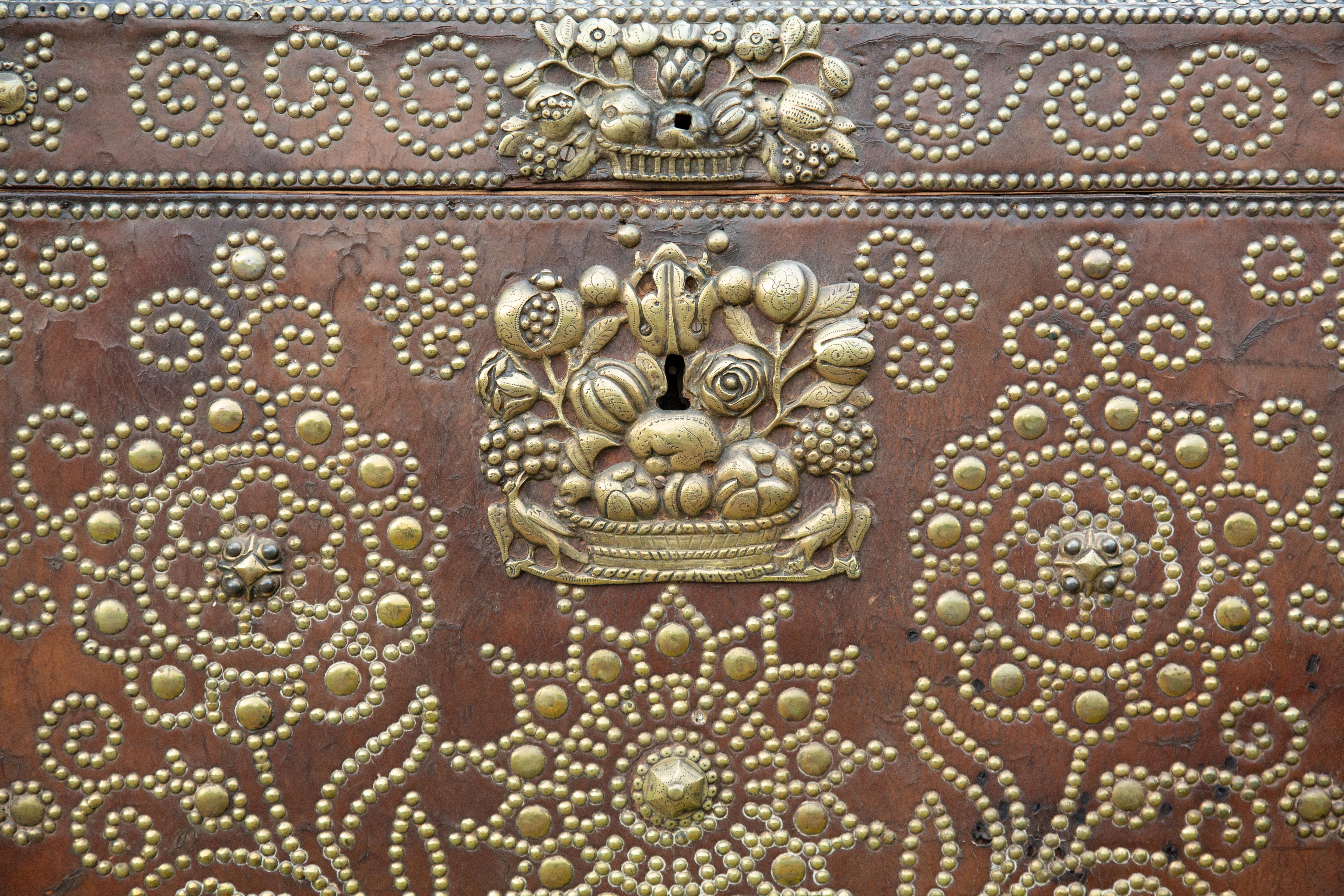 Louis XIV Louis IV 18th Century French Studded Leather Trunk / Chest For Sale