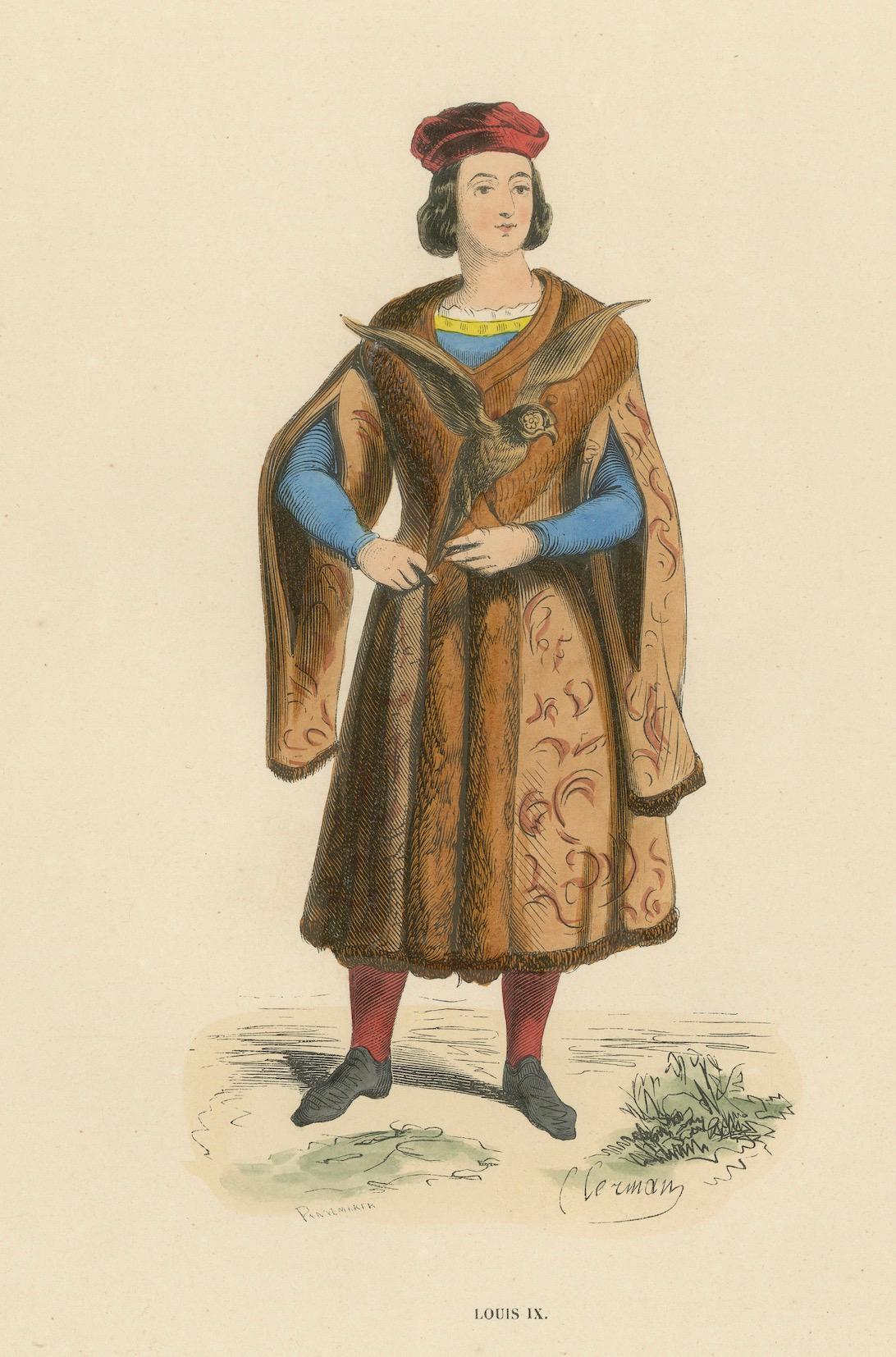 Mid-19th Century Louis IX: A Portrayal of French Royalty in Medieval Attire, Published in 1847 For Sale