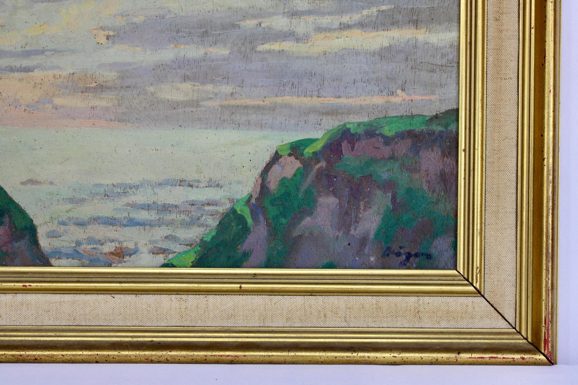 Mediterranes Meer, impressionistische Meereslandschaft, Original Vintage-Ölgemälde auf Leinwand  – Painting von Louis Jacques Vigon