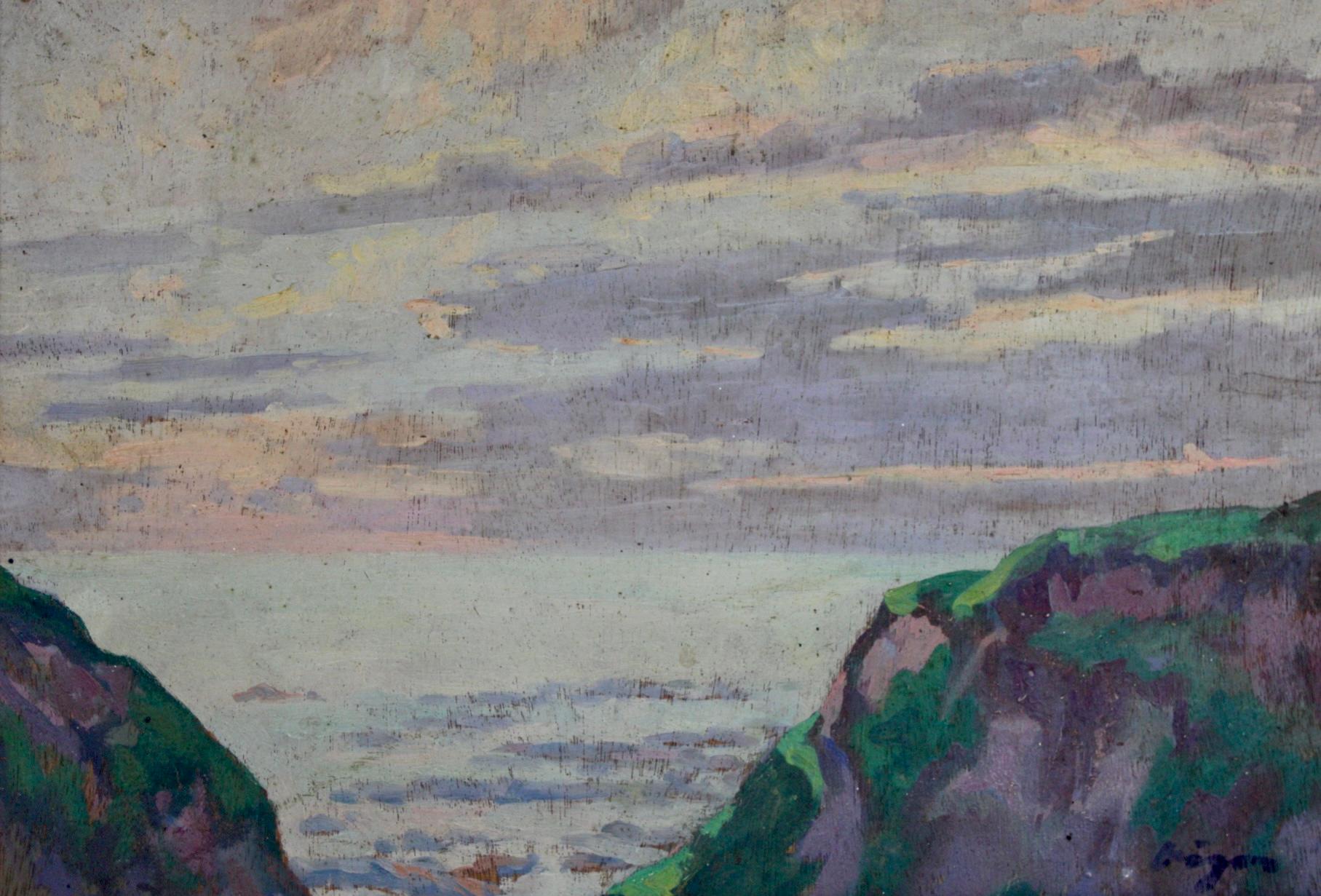 Mediterranean Sea, Impressionist Seascape, Original Vintage Oil on Canvas  For Sale 2