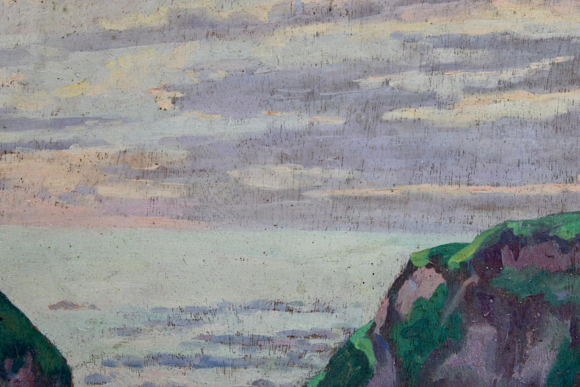 Mediterranean Sea, Impressionist Seascape, Original Vintage Oil on Canvas  For Sale 3