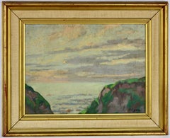 Mediterranean Sea, Impressionist Seascape, Original Antique Oil on Canvas 