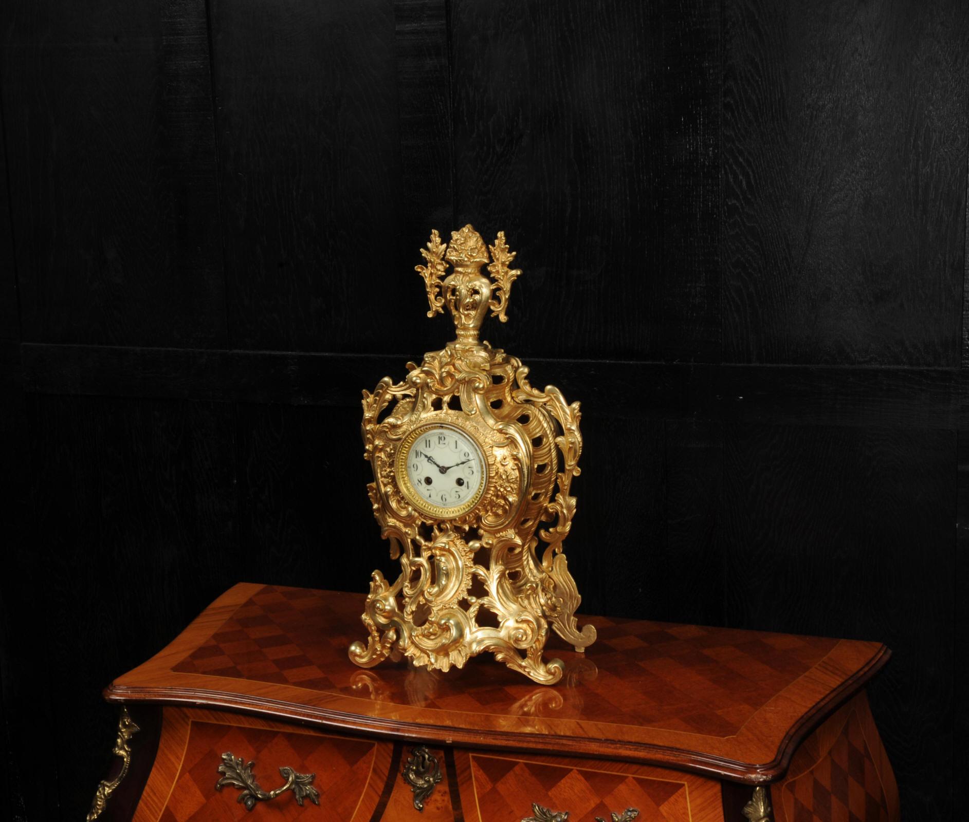 Louis Japy Antique French Gilt Bronze Rococo Clock 5
