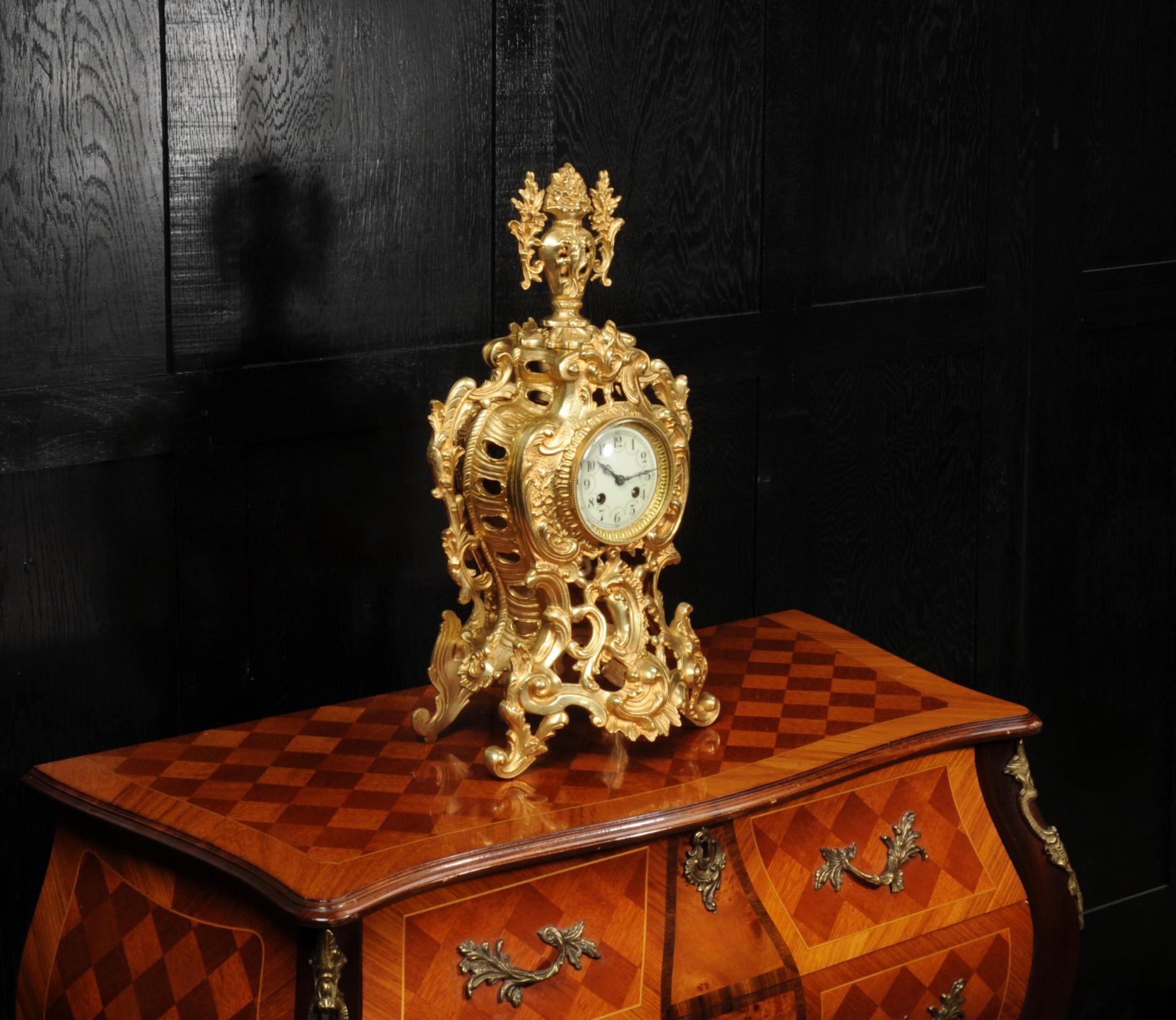 Louis Japy Antique French Gilt Bronze Rococo Clock 6