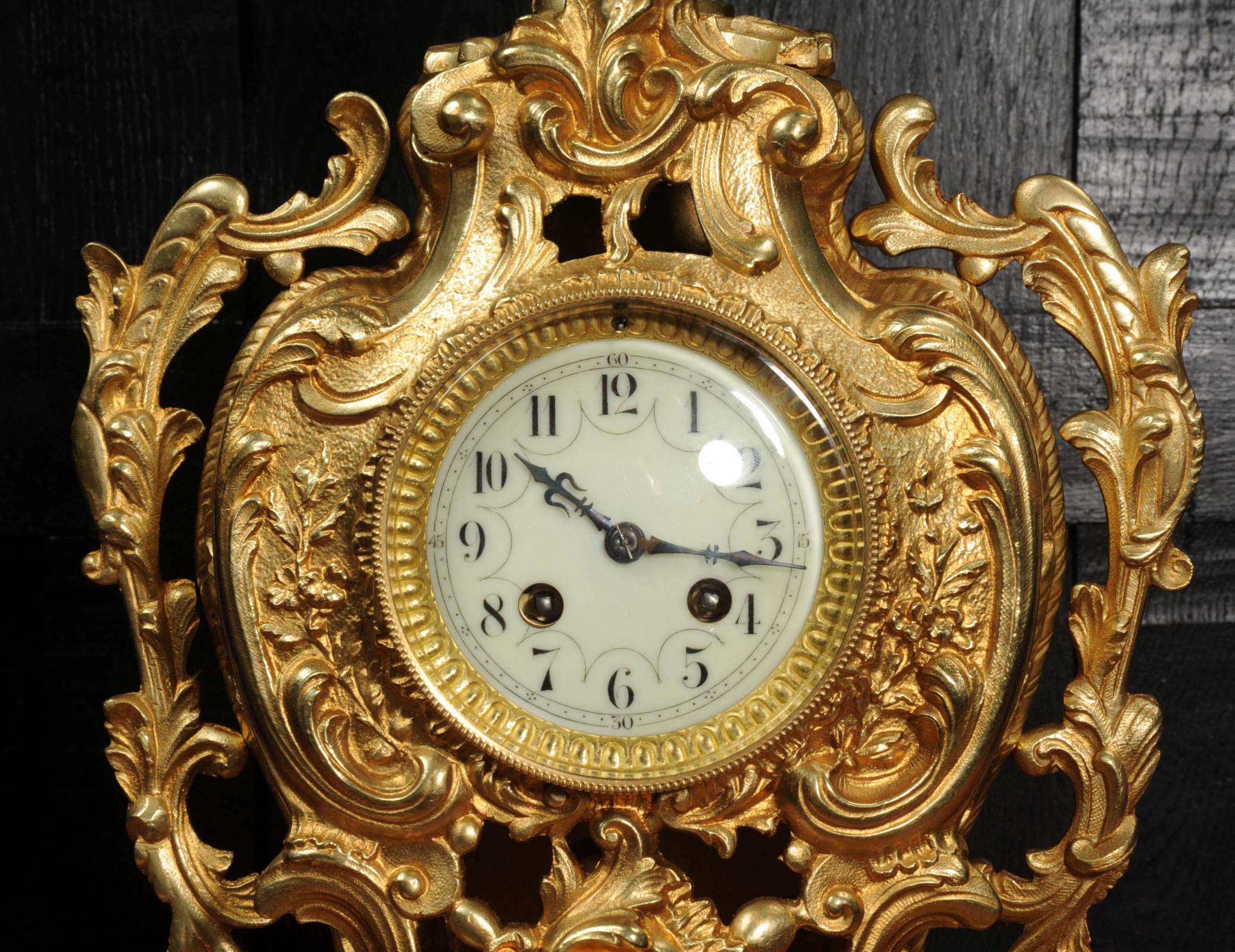 Louis Japy Antique French Gilt Bronze Rococo Clock 7
