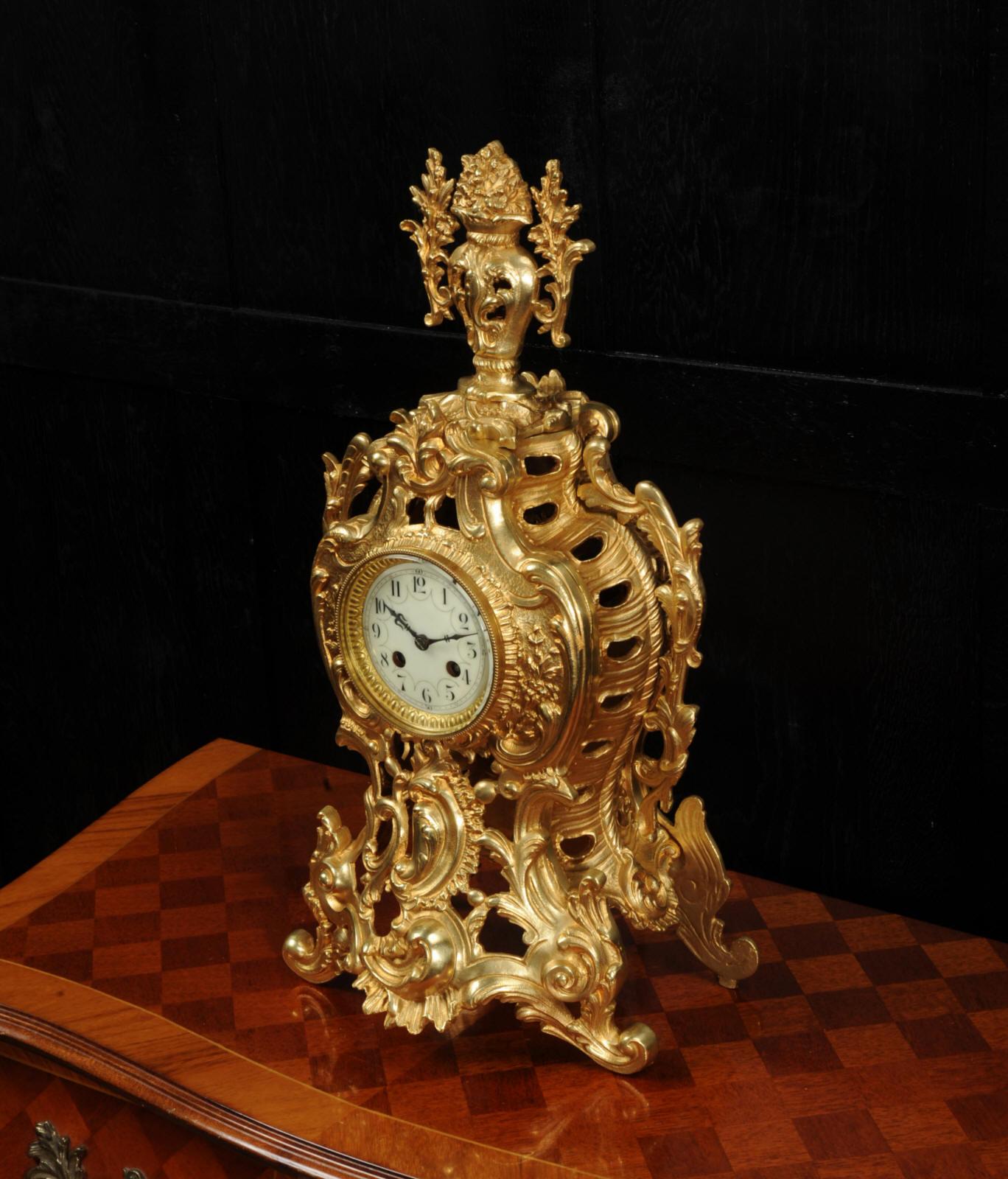 Louis Japy Antique French Gilt Bronze Rococo Clock 1