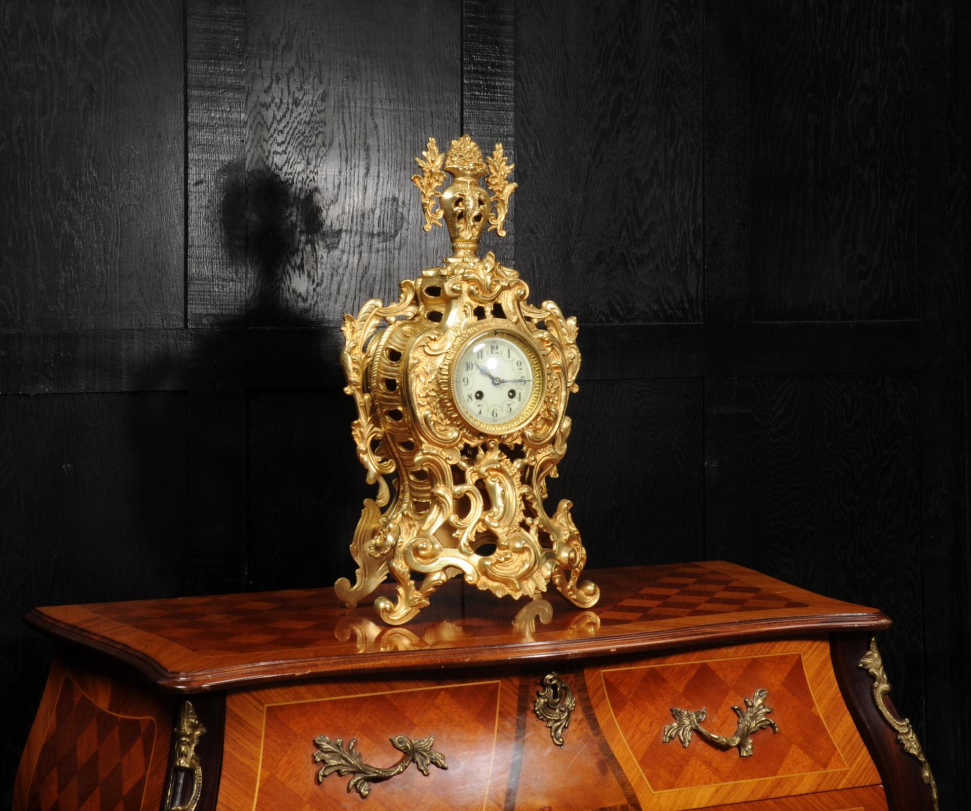 Louis Japy Antique French Gilt Bronze Rococo Clock 2