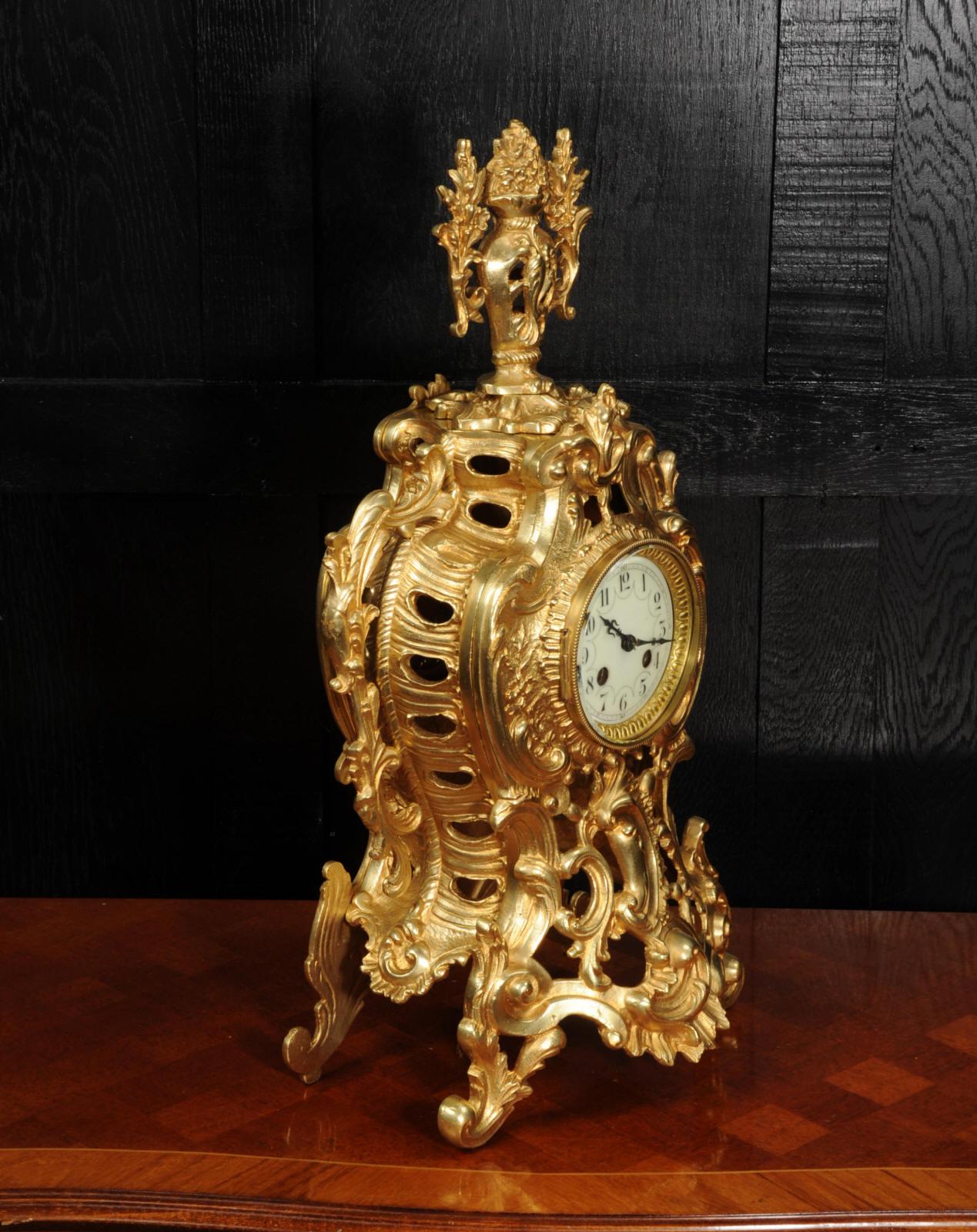 Louis Japy Antique French Gilt Bronze Rococo Clock 3