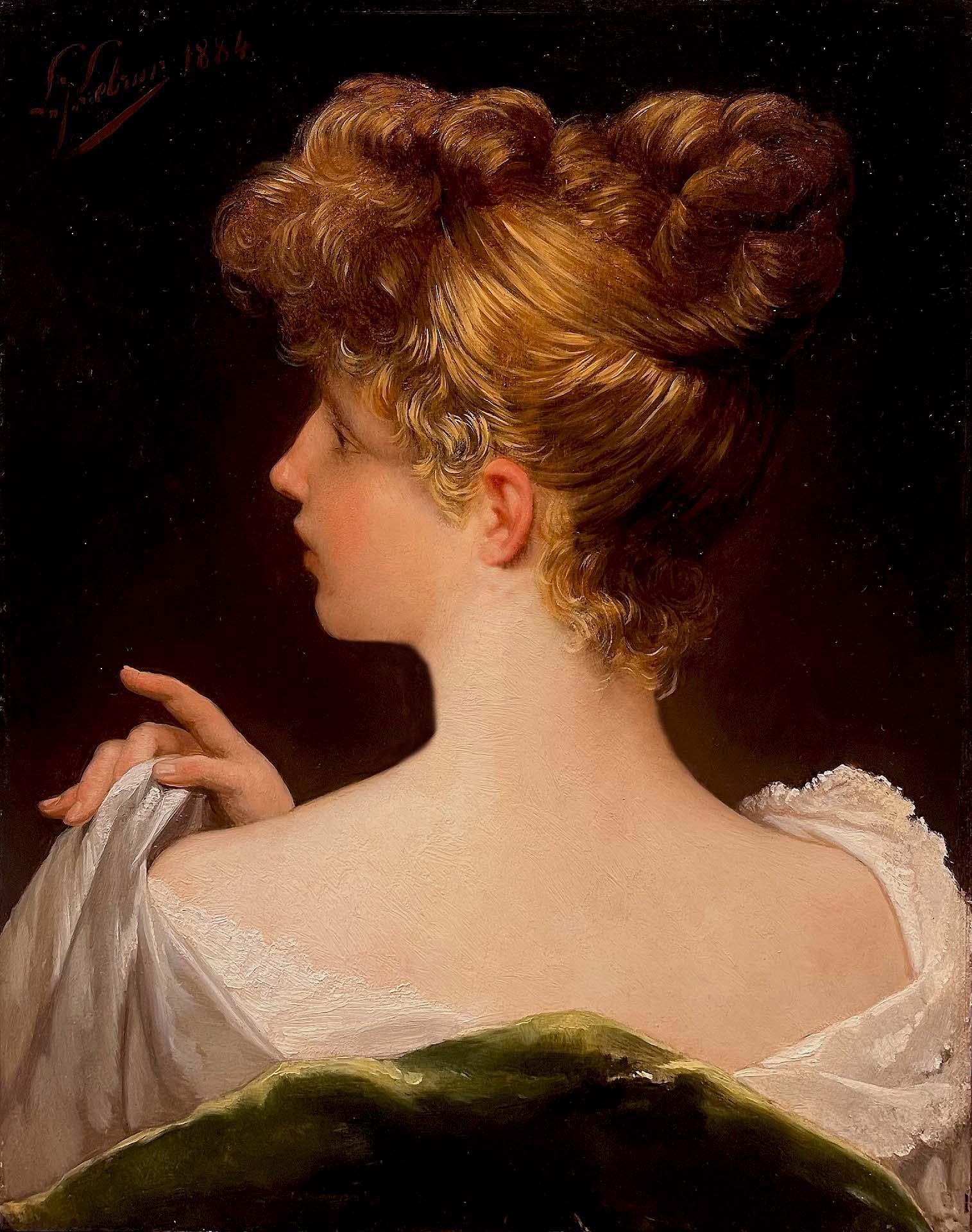 Portrait of a Young Woman - Painting by Louis Joseph Lebrun