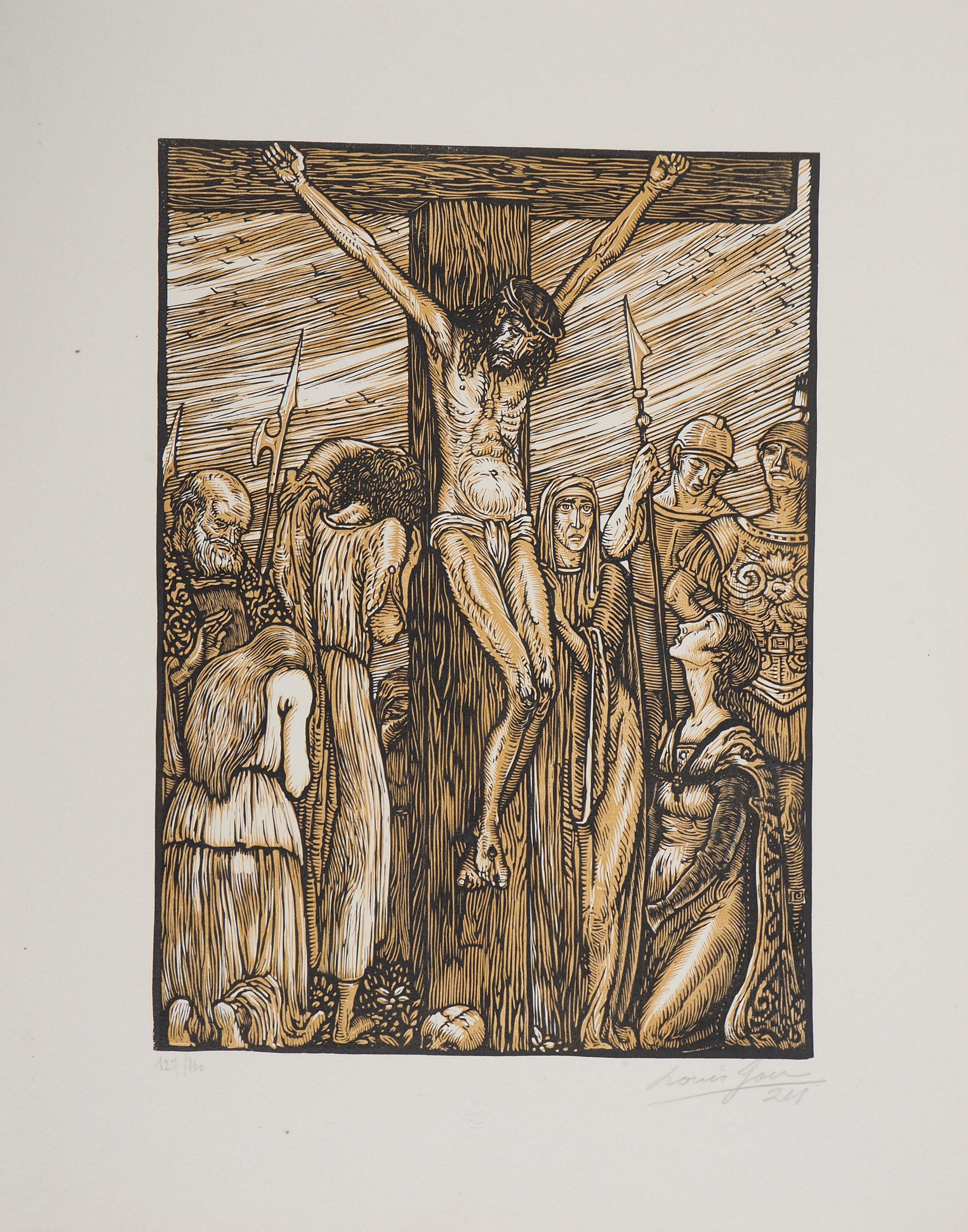 Crucifixion (Stabat Mater) - Original wooodcut, Handsigned & Numbered - Print by Louis JOU 