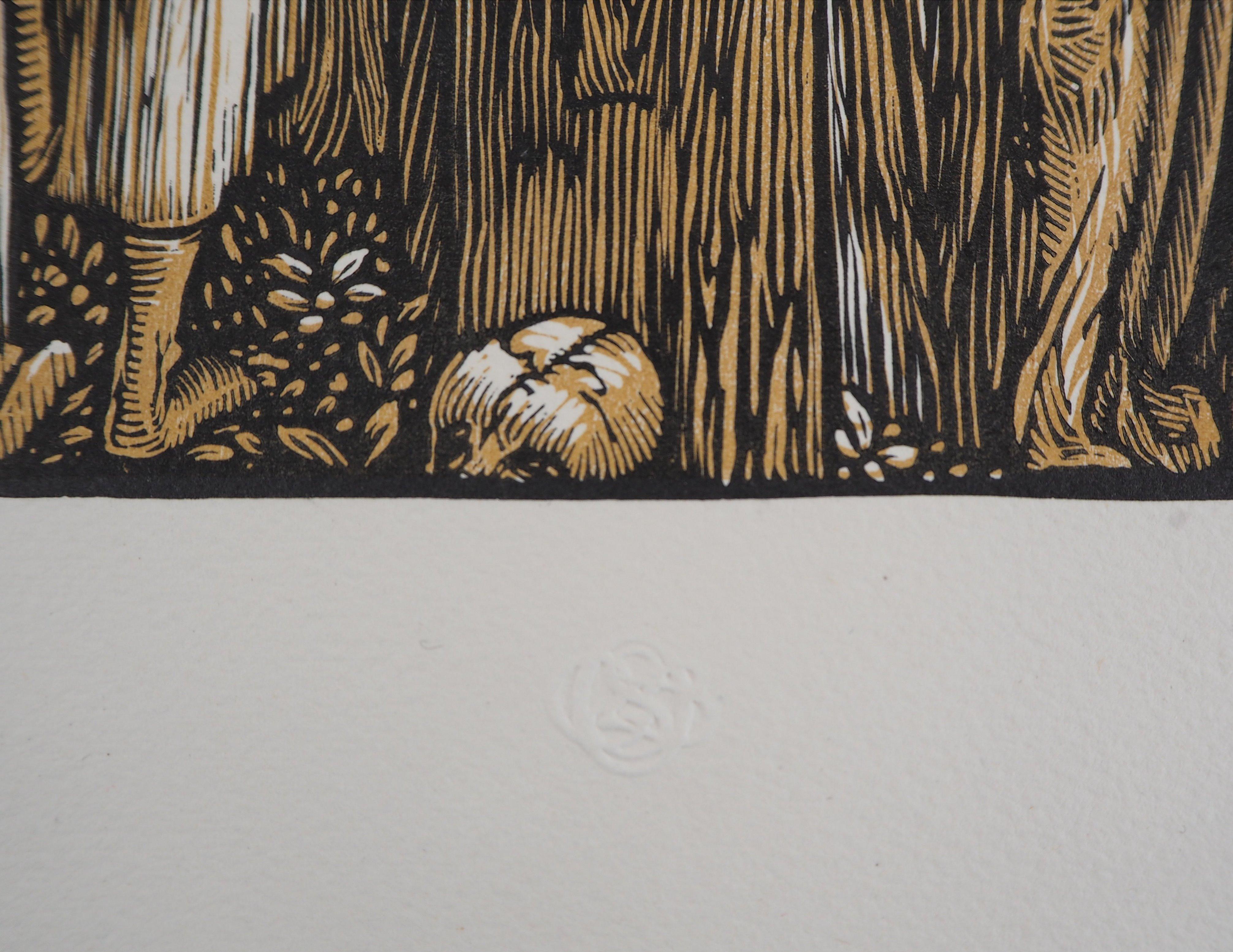 Louis JOU (1881-1968)
Crucifixion (Stabat Mater), 1924

Original woodcut
Handsigned in pencil
Numbered /125
On vellum 32.5 x 25.5 cm (c. 13 x 10 in)
Bears the blind stamp of the editor 'Imagier de la Gravure sur Bois' (Lugt 1140a)

Excellent