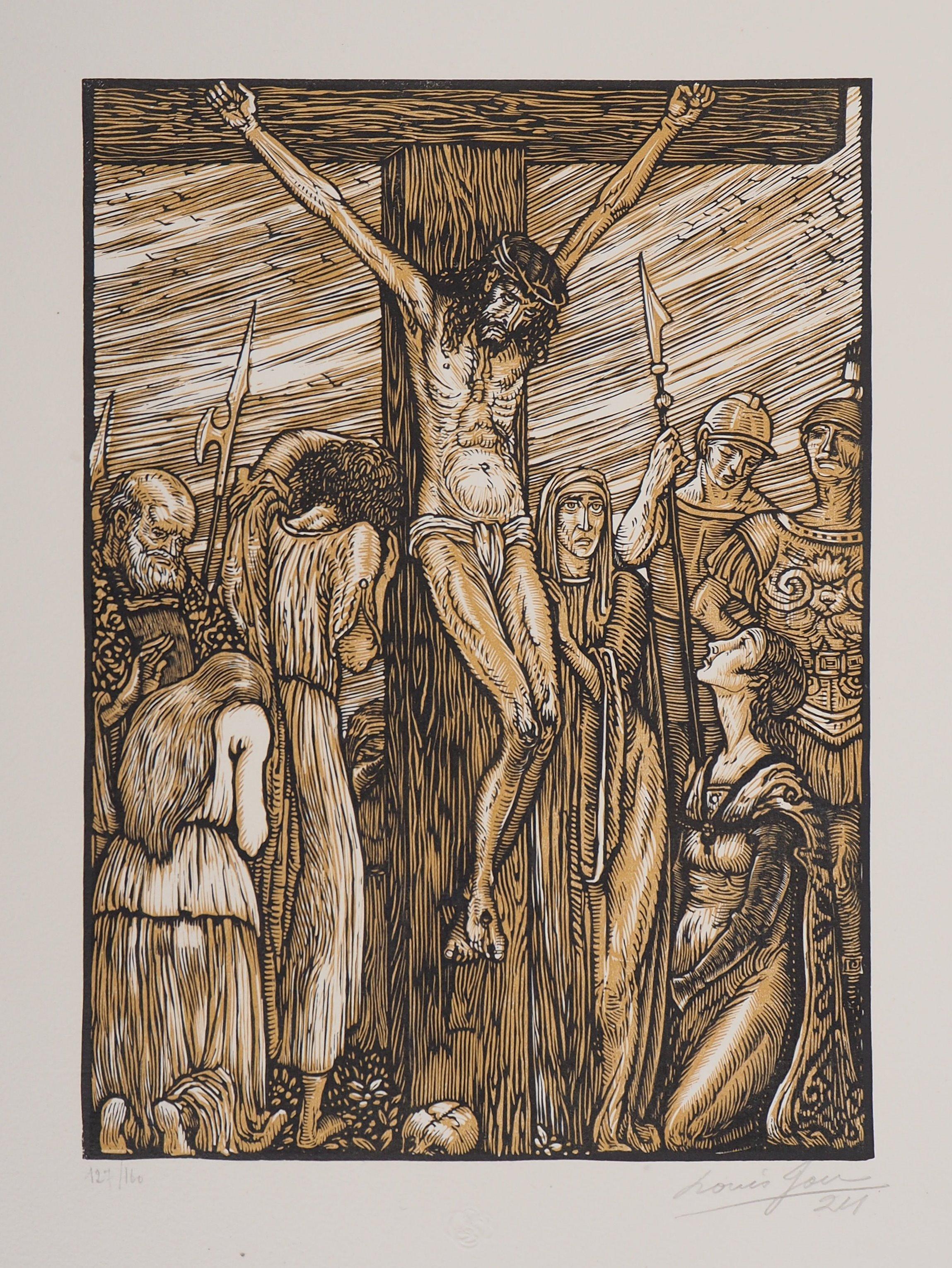Louis JOU  Figurative Print - Crucifixion (Stabat Mater) - Original wooodcut, Handsigned 
Numbered