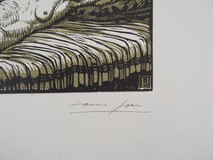 Mythology : Danae Sleeping - Original wooodcut, Handsigned & Numbered
