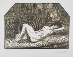 Mythology : Danae Sleeping - Original wooodcut, Handsigned & Numbered