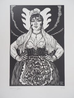 Spanish Woman - Original wooodcut, Handsigned & Numbered