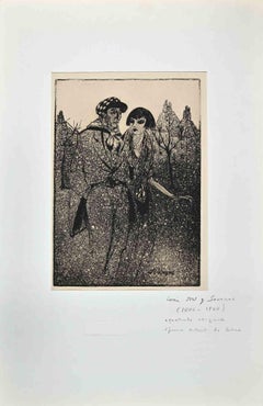 Couple - Original Etching by Louis Jou - Early 20th Century