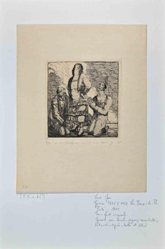Pietà - Acquaforte originale di Louis Jou - Inizio XX secolo