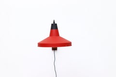 Louis Kalff 'Attributed' Wall Mount Sconce with Red Shade