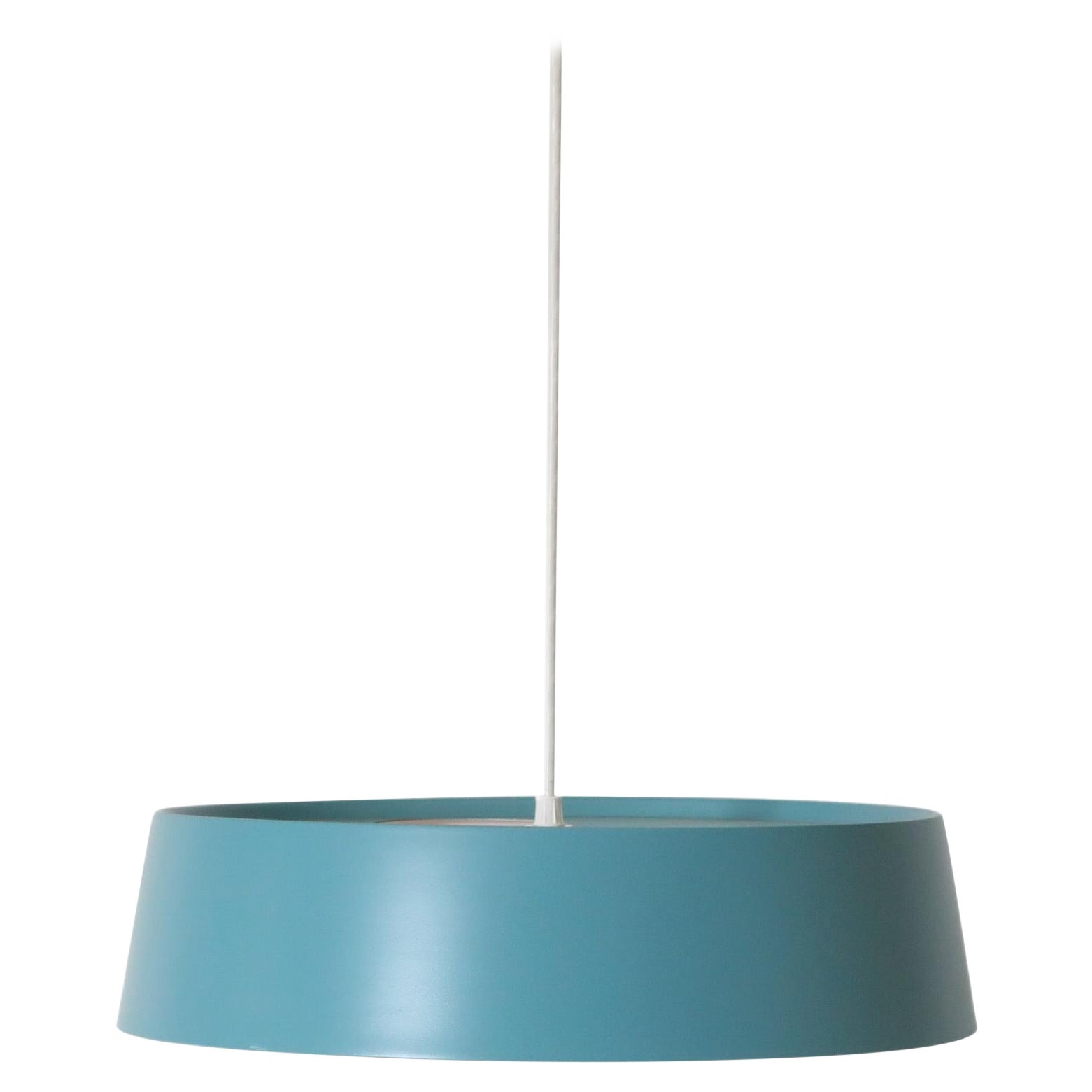 Louis Kalff Attributed Turquoise Enameled Metal Pendant Lamp by Philips