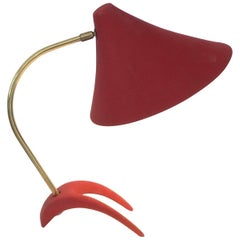 Louis Kalff Diabolo Red and Brass Table Lamp for Philips