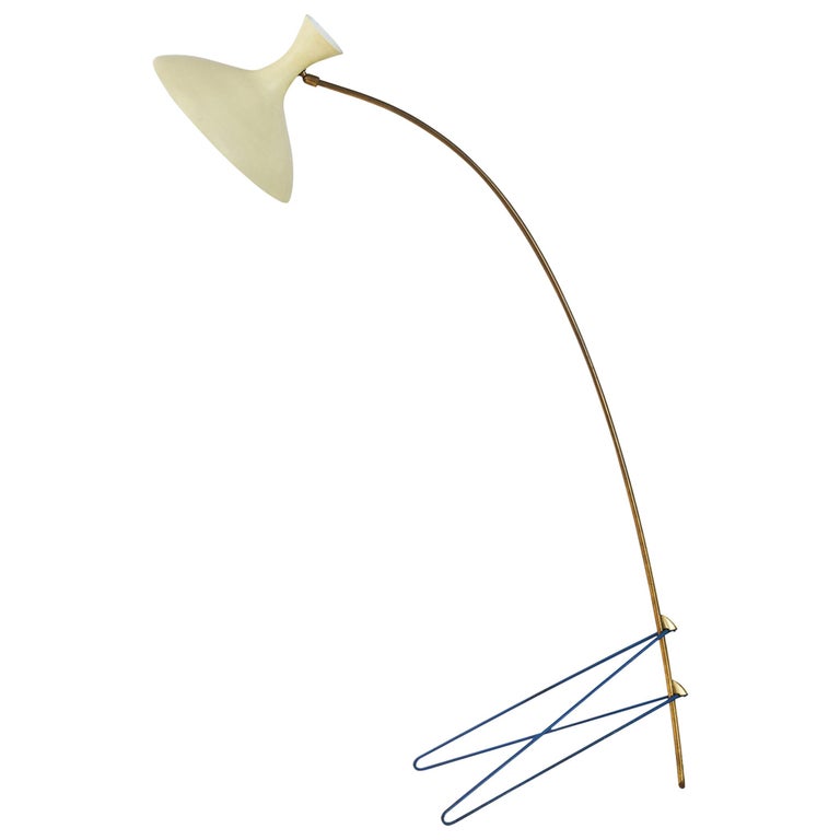 Louis Kalff Floor Lamp In Colorful Metal And Brass For Sale At 1stdibs