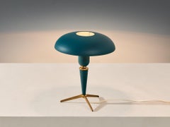 Louis Kalff for Philips ‘Bijou’ Table Lamp in Blue Metal and Brass