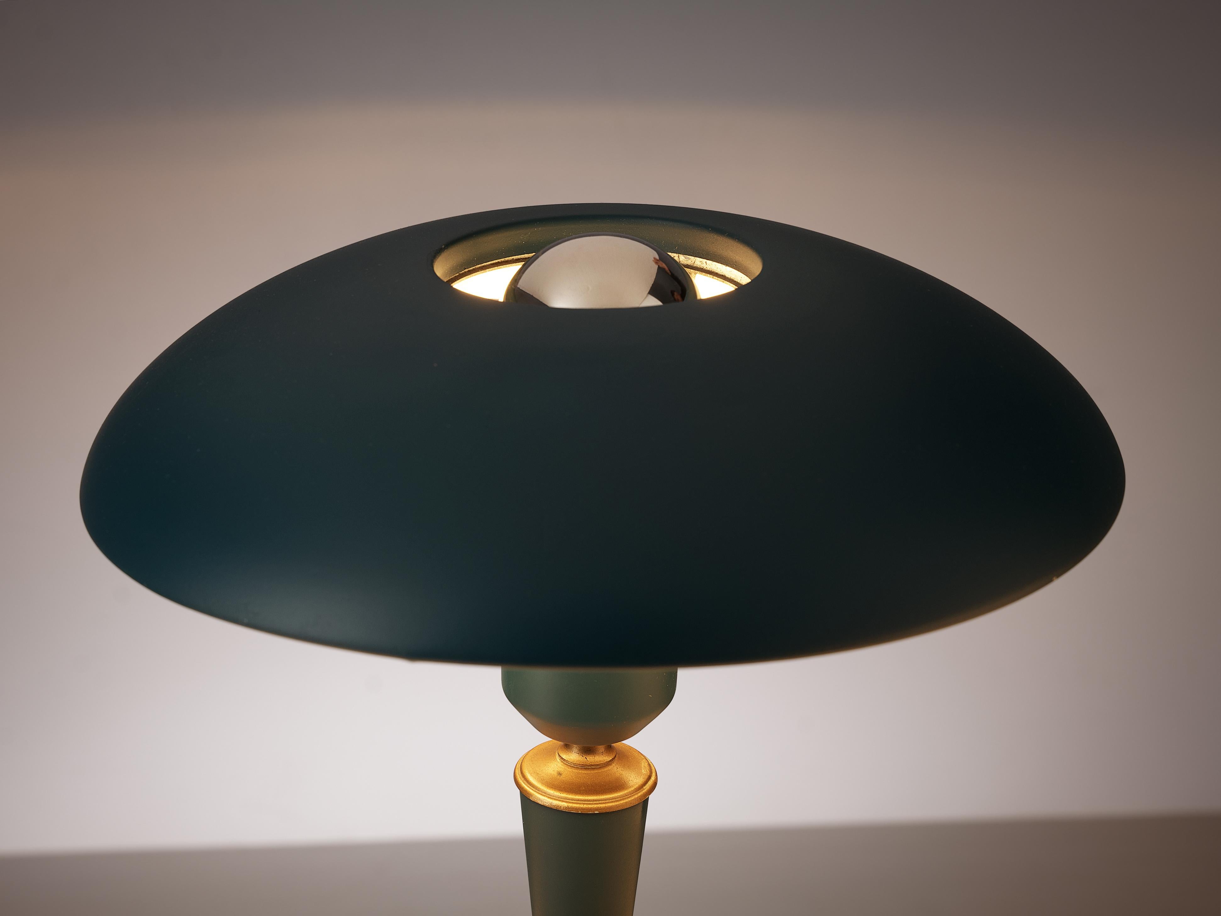 Mid-Century Modern Louis Kalff for Philips ‘Bijou’ Table Lamp in Blue Metal and Brass