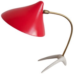 Louis Kalff for Philips Crowfoot Red Table Lamp from the 1950s