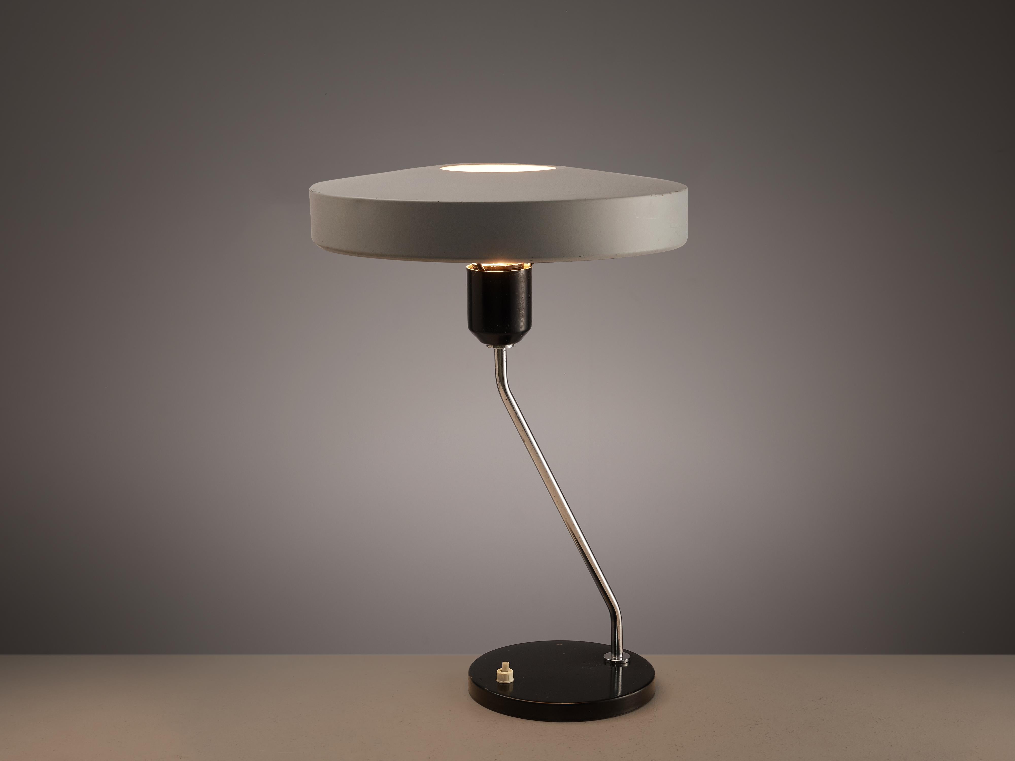 Louis Kalff for Philips, desk lamp ‘Romeo’, metal, The Netherlands, 1960s

Beautiful desk lamp by Dutch architect and designer Louis Kalff. He is known for his lamp designs for the Dutch company Philips. During his career, Kalff designed various