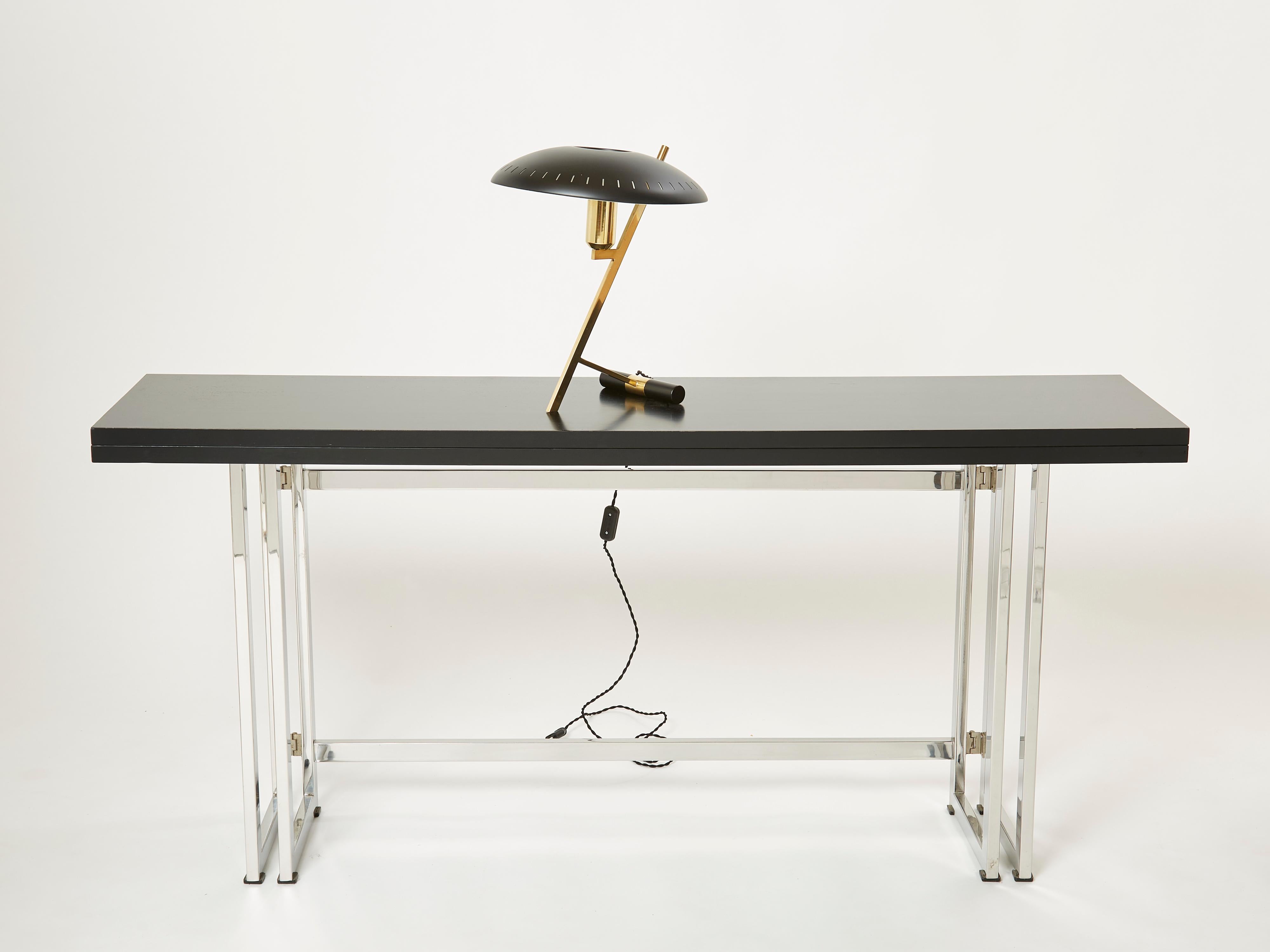 Louis Kalff for Philips Z Decora Desk Lamp Black Metal Brass, 1950s 4